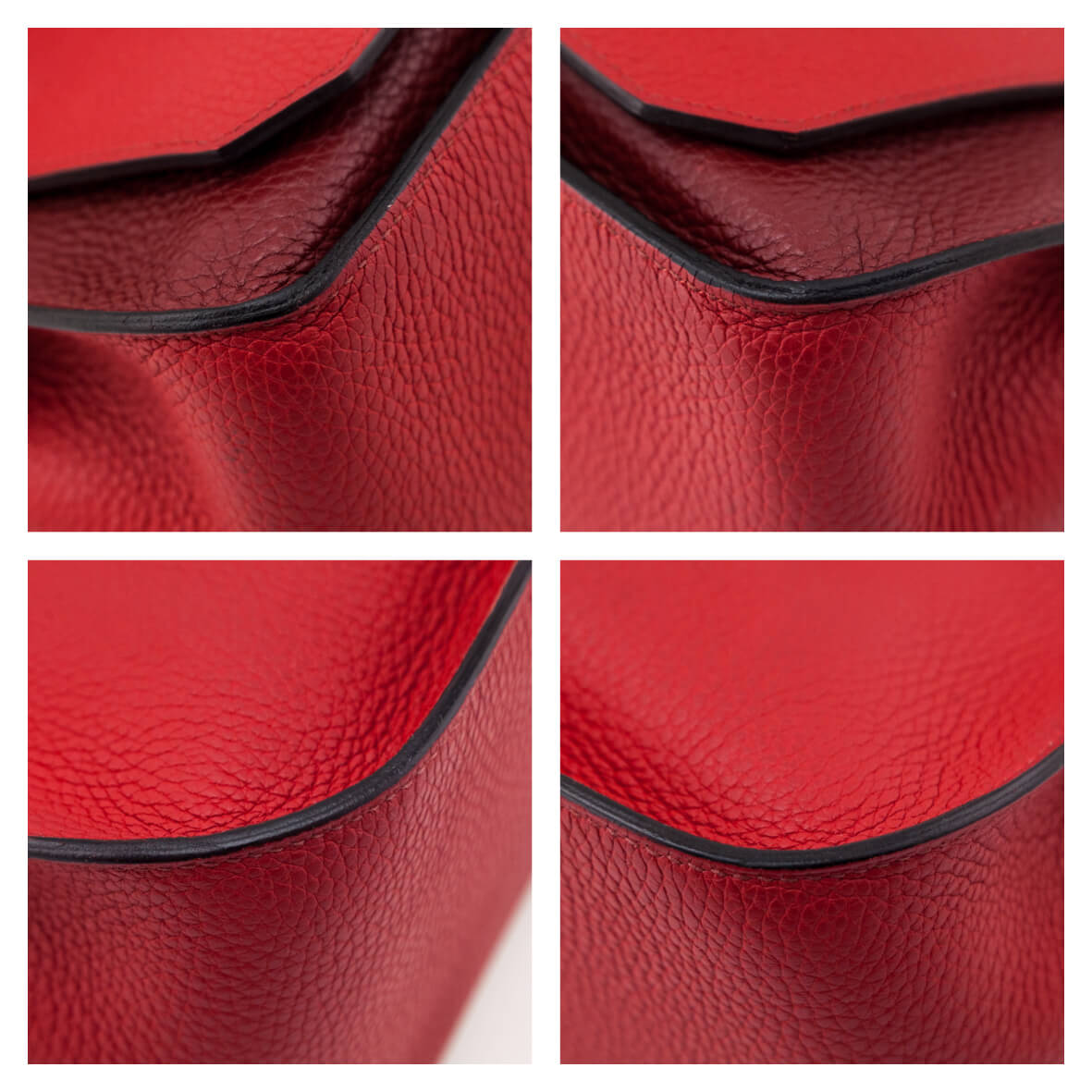 Hermes Rouge H Rouge Casaque Taurillon Clemence Bi-Color Jypsiere 28 - Love that Bag etc - Preowned Authentic Designer Handbags Preloved Fashions
