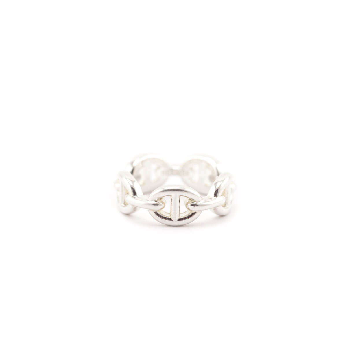 Hermes Sterling Silver Small Chaine d'Ancre Enchainee Ring Size 50 - Love that Bag etc - Preowned Authentic Designer Handbags Preloved Fashions