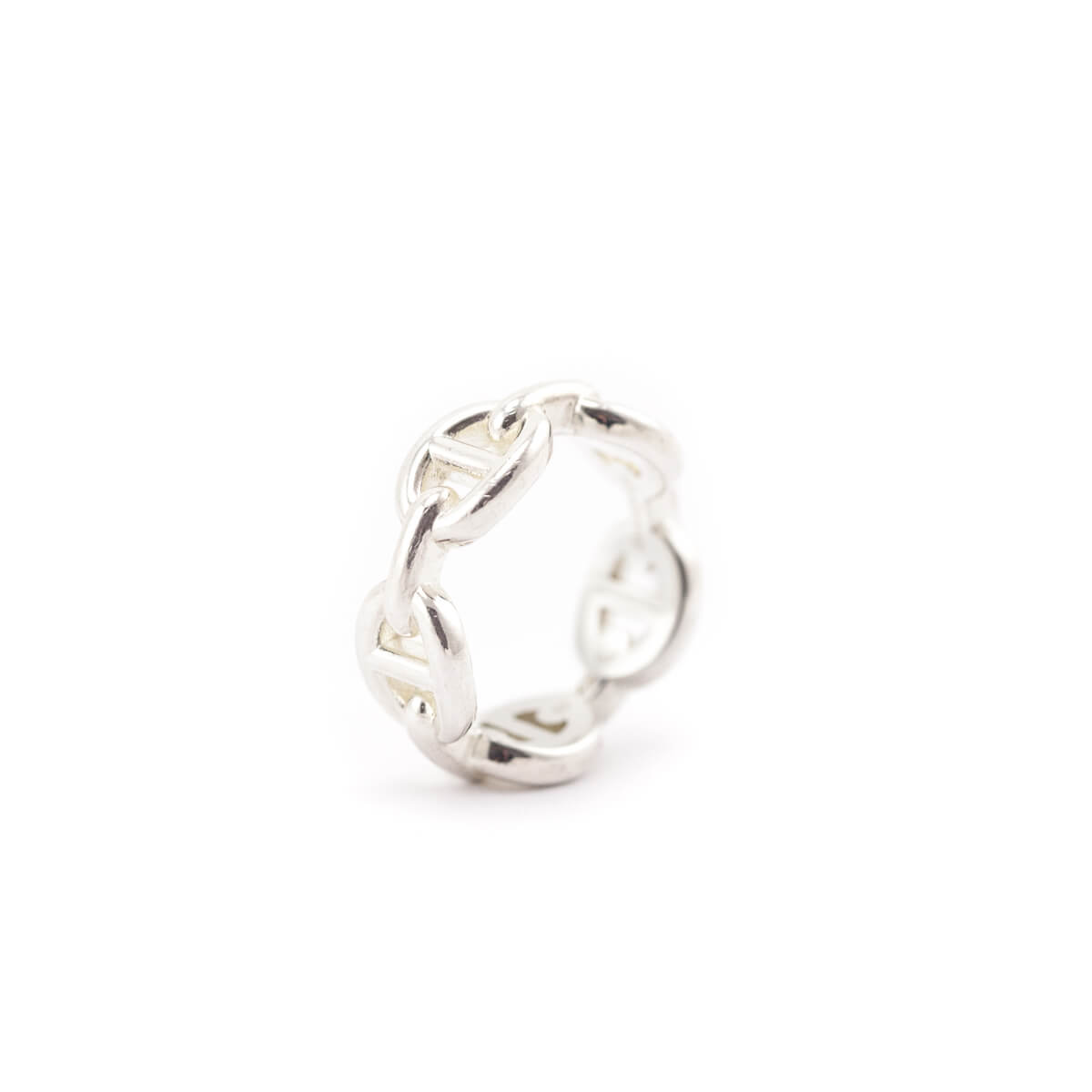 Hermes Sterling Silver Small Chaine d'Ancre Enchainee Ring Size 50 - Love that Bag etc - Preowned Authentic Designer Handbags Preloved Fashions