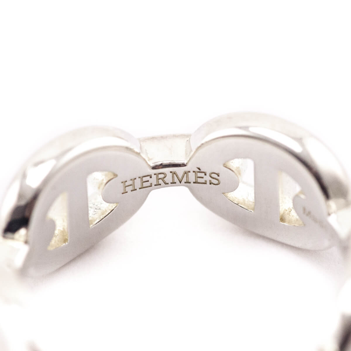 Hermes Sterling Silver Small Chaine d'Ancre Enchainee Ring Size 50 - Love that Bag etc - Preowned Authentic Designer Handbags Preloved Fashions