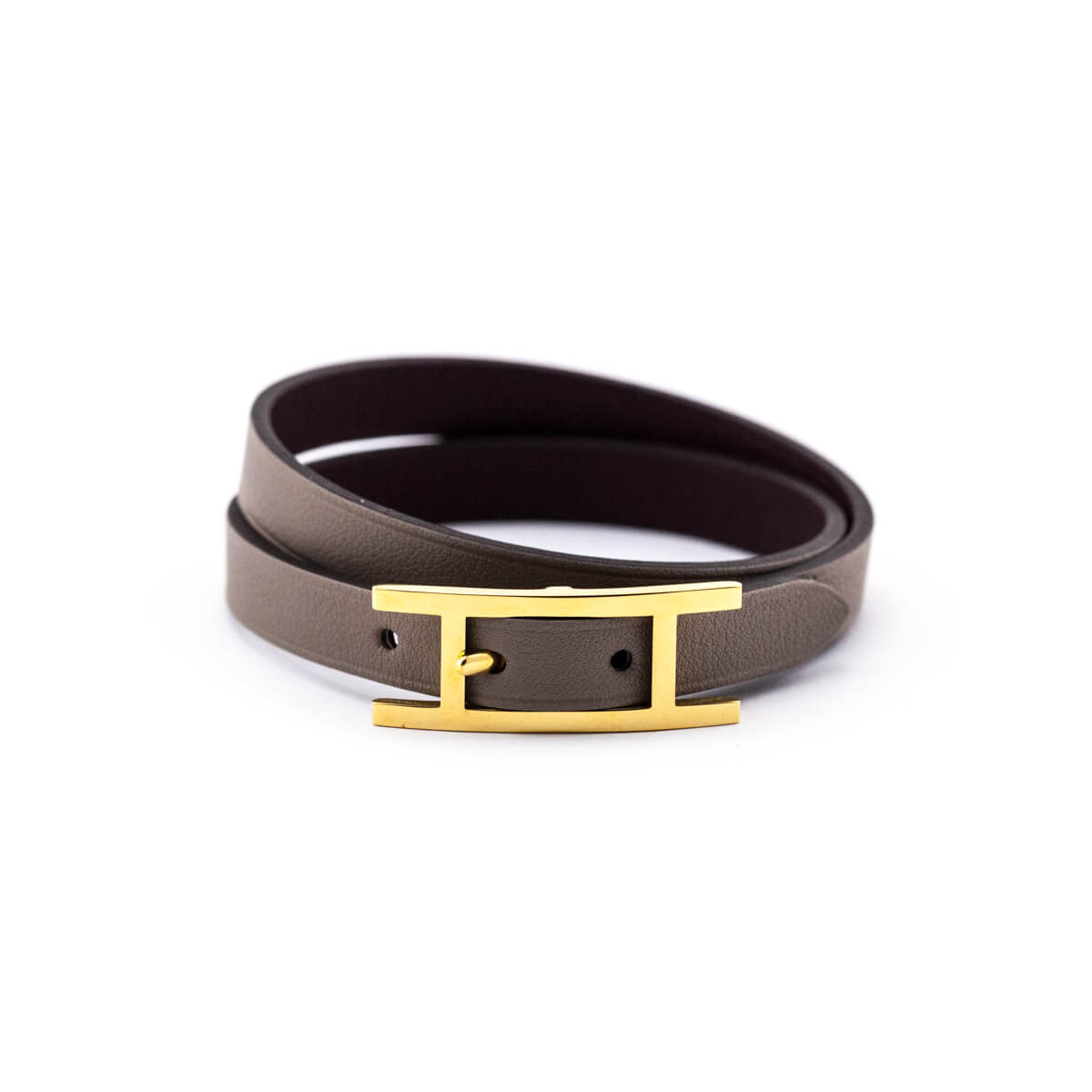 Hermes Taupe Swift Behapi Double Tour Bracelet Size S - Love that Bag etc - Preowned Authentic Designer Handbags Preloved Fashions
