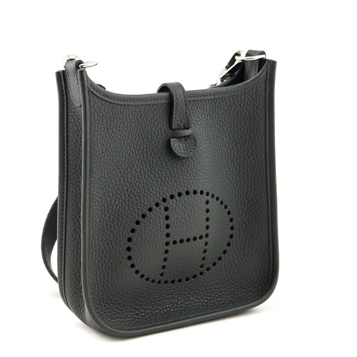 Hermes Vert Mangrove Taurillon Clemence Evelyne TPM - Love that Bag etc - Preowned Authentic Designer Handbags Preloved Fashions