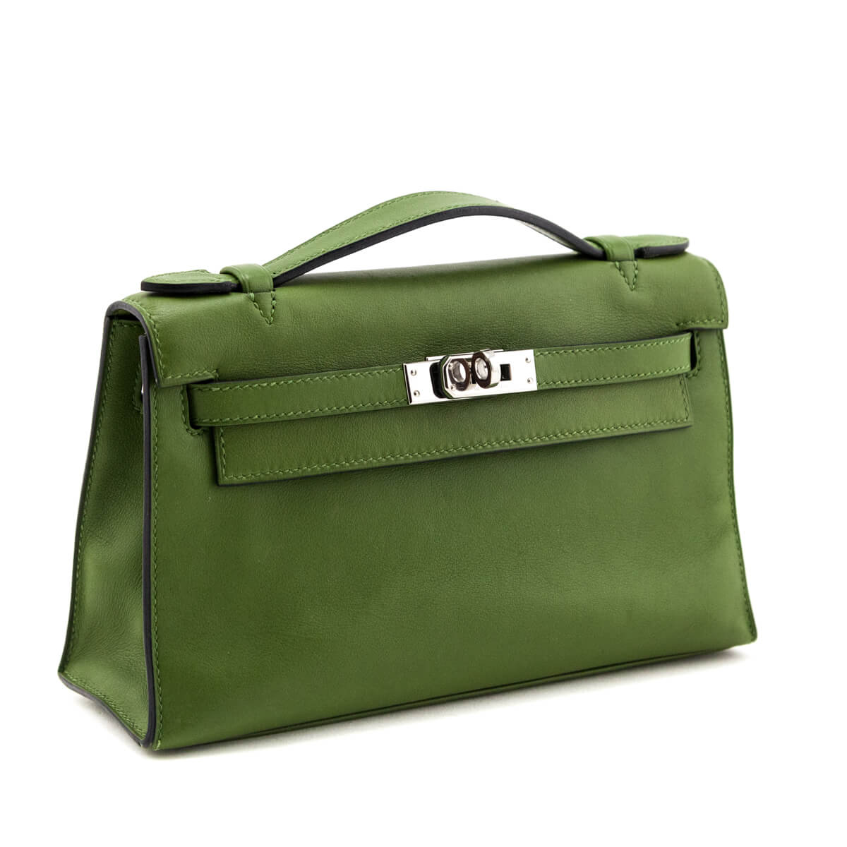 Hermes Vert Pelouse Swift Kelly Pochette - Love that Bag etc - Preowned Authentic Designer Handbags Preloved Fashions