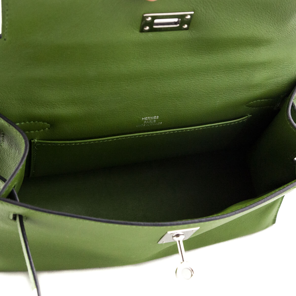 Hermes Vert Pelouse Swift Kelly Pochette - Love that Bag etc - Preowned Authentic Designer Handbags Preloved Fashions