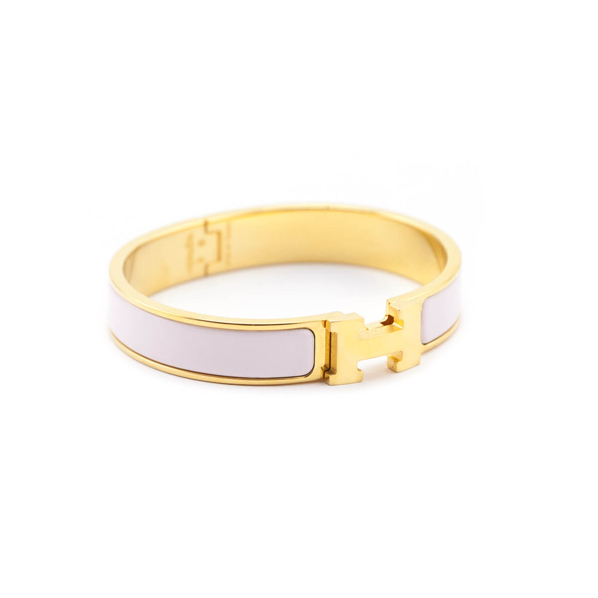 Hermes White Enamel Clic H Narrow Bracelet - Love that Bag etc - Preowned Authentic Designer Handbags Preloved Fashions