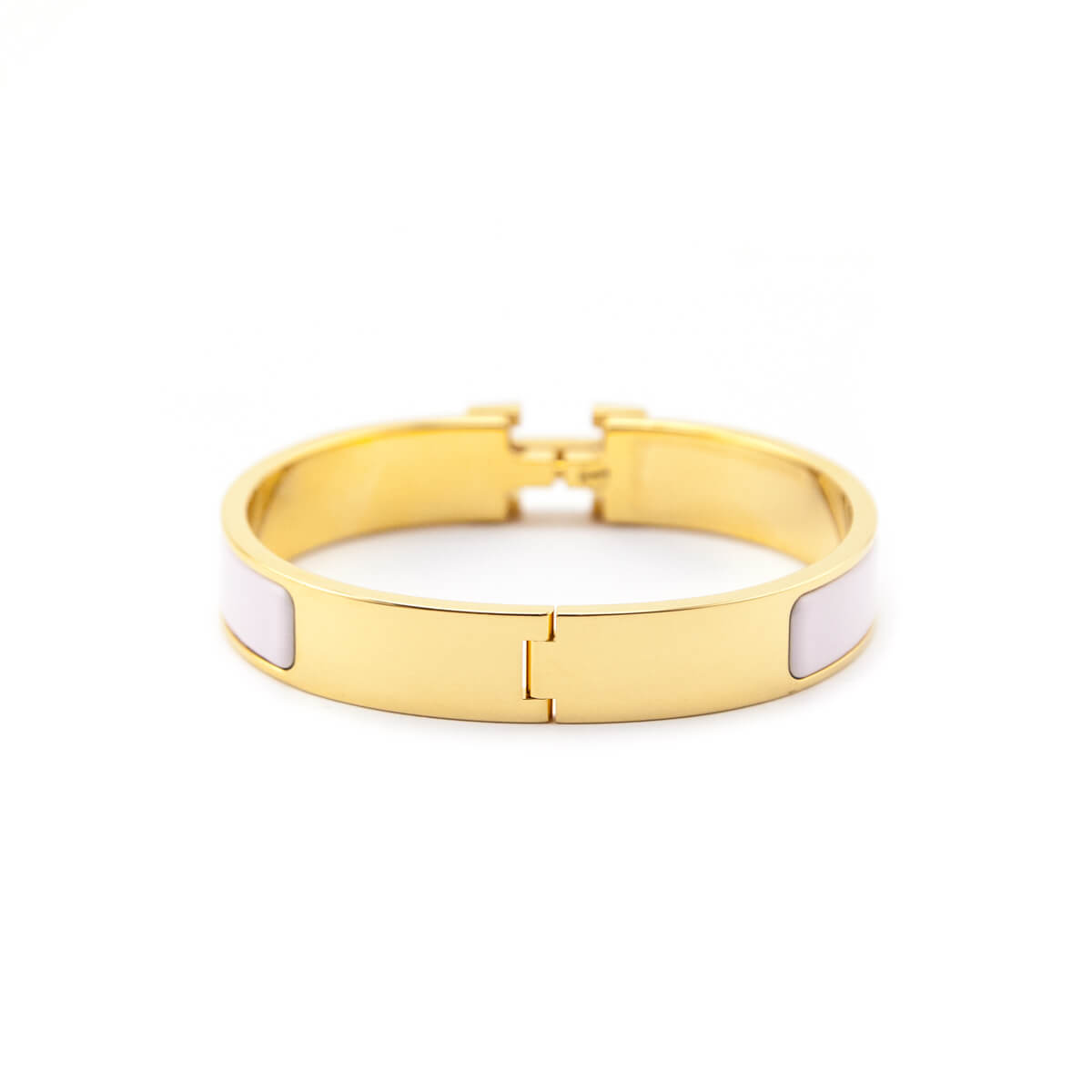 Hermes White Enamel Clic H Narrow Bracelet - Love that Bag etc - Preowned Authentic Designer Handbags Preloved Fashions