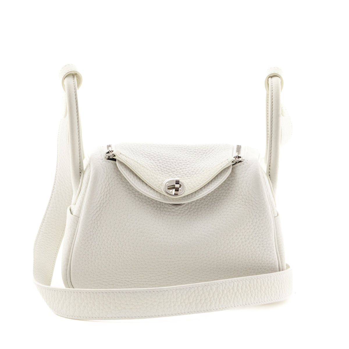 Hermes White Taurillon Clemence Mini Lindy 20 - Love that Bag etc - Preowned Authentic Designer Handbags Preloved Fashions