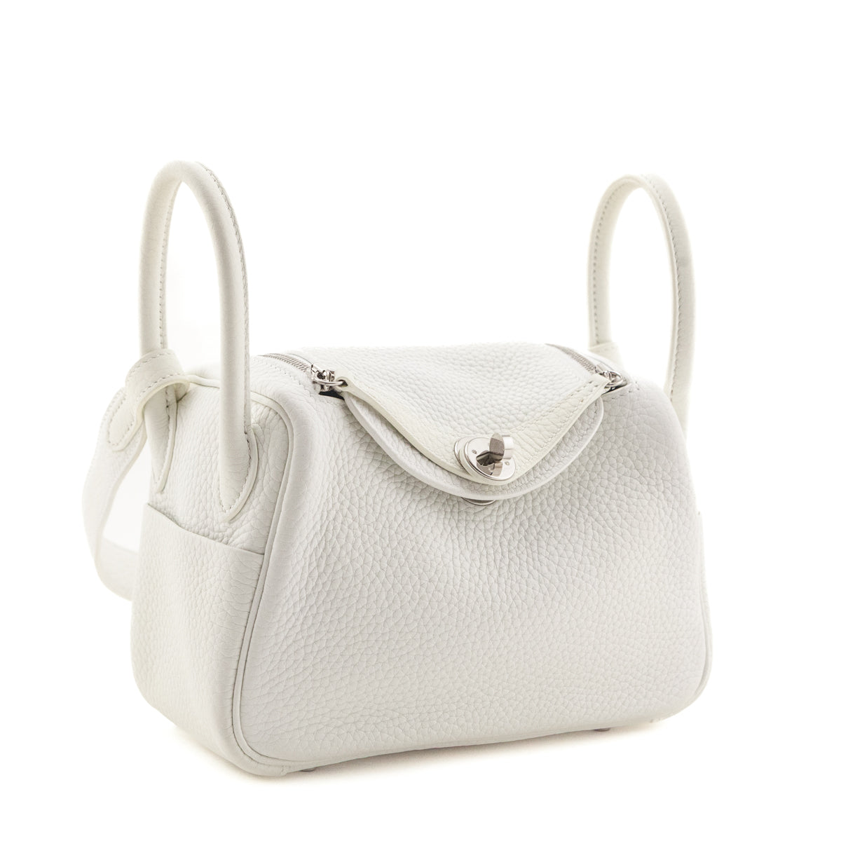 Hermes White Taurillon Clemence Mini Lindy 20 - Love that Bag etc - Preowned Authentic Designer Handbags Preloved Fashions