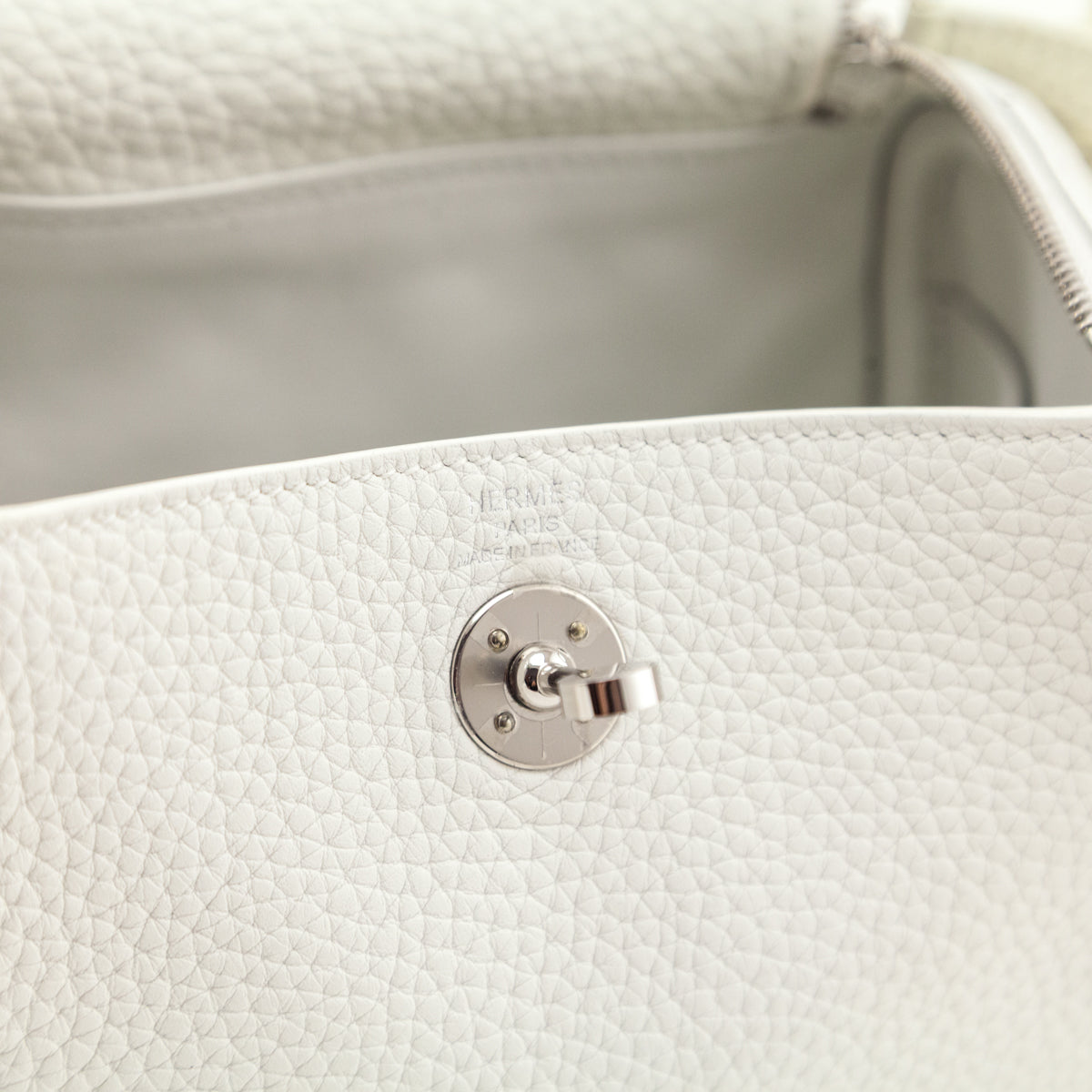 Hermes White Taurillon Clemence Mini Lindy 20 - Love that Bag etc - Preowned Authentic Designer Handbags Preloved Fashions