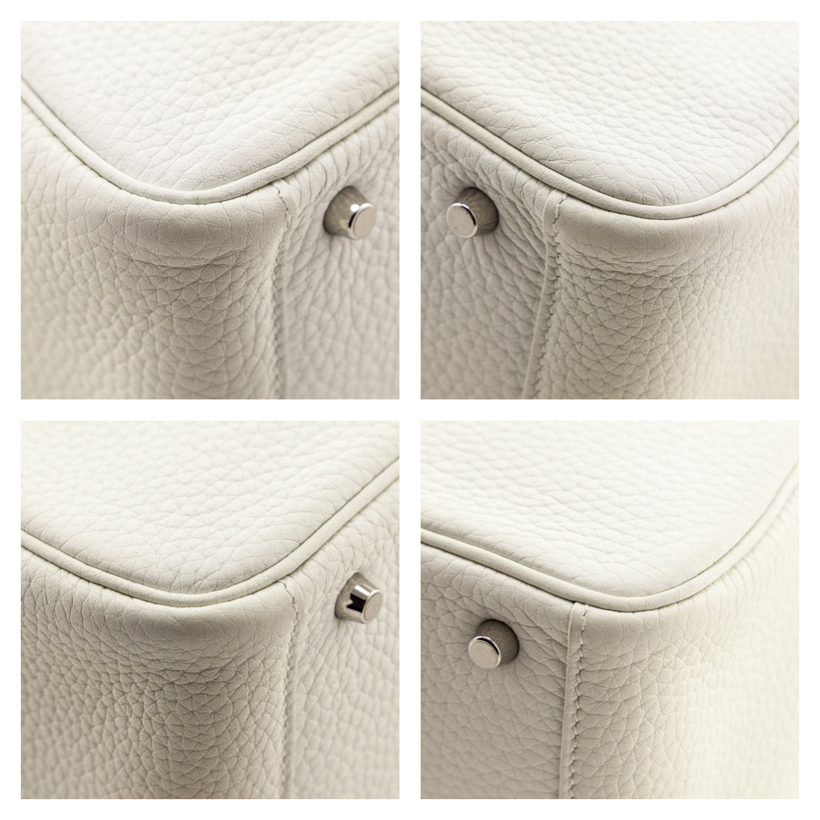 Hermes White Taurillon Clemence Mini Lindy 20 - Love that Bag etc - Preowned Authentic Designer Handbags Preloved Fashions