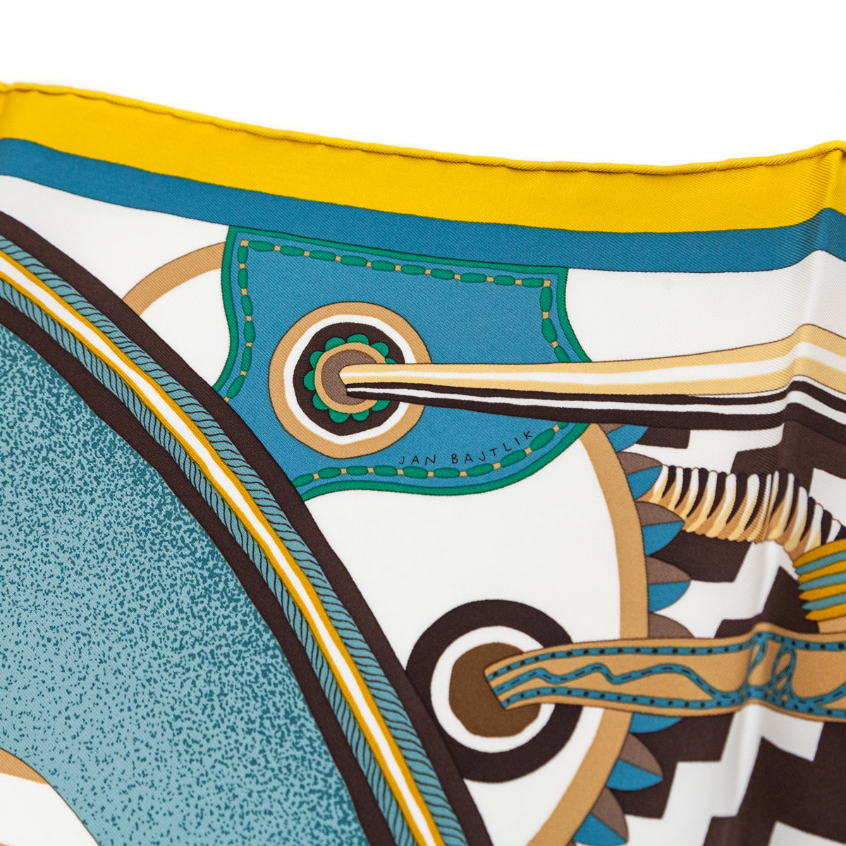Hermes Yellow Blue La Selle Imaginaire Silk Scarf 90 - Love that Bag etc - Preowned Authentic Designer Handbags Preloved Fashions