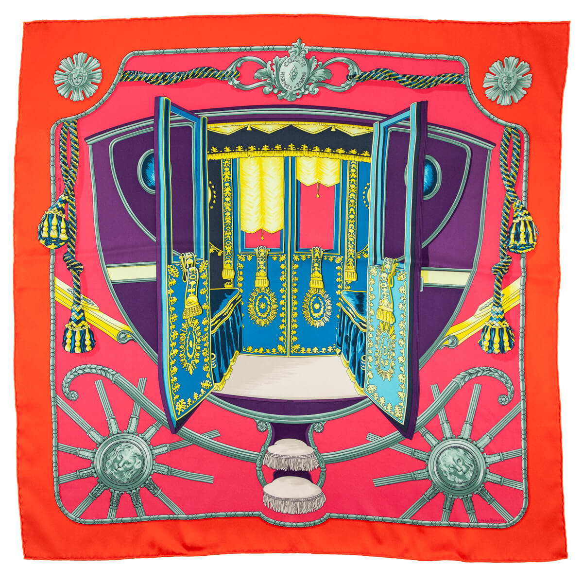 Hermes Pink Orange Coach Silk Scarf 70 - Love that Bag etc - Preowned Authentic Designer Handbags Preloved Fashions