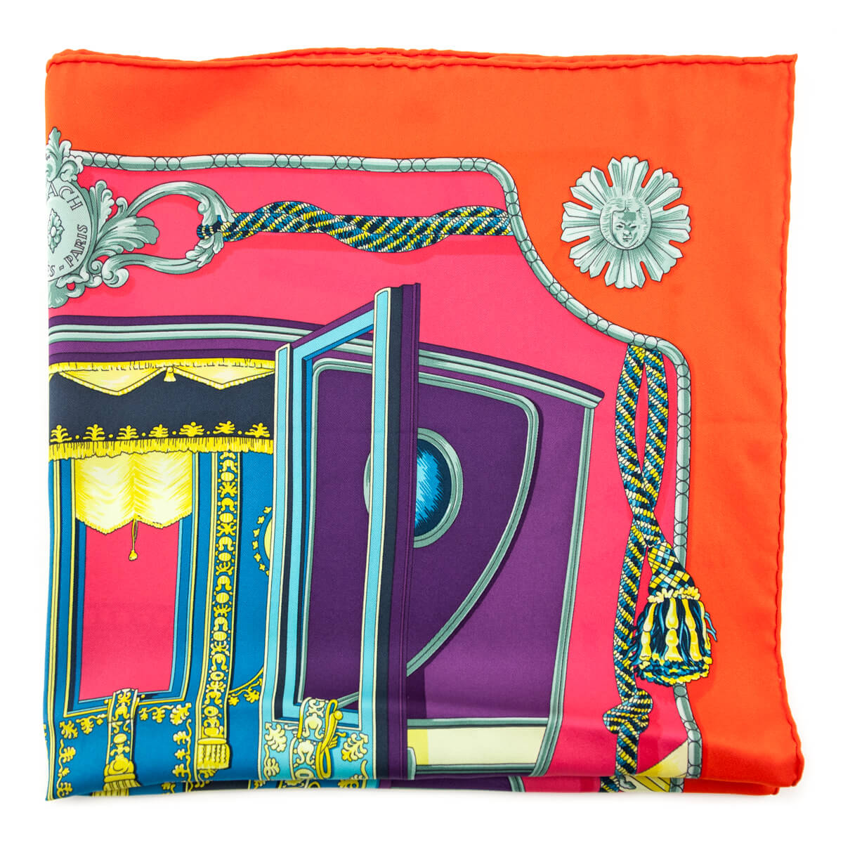 Hermes Pink Orange Coach Silk Scarf 70 - Love that Bag etc - Preowned Authentic Designer Handbags Preloved Fashions