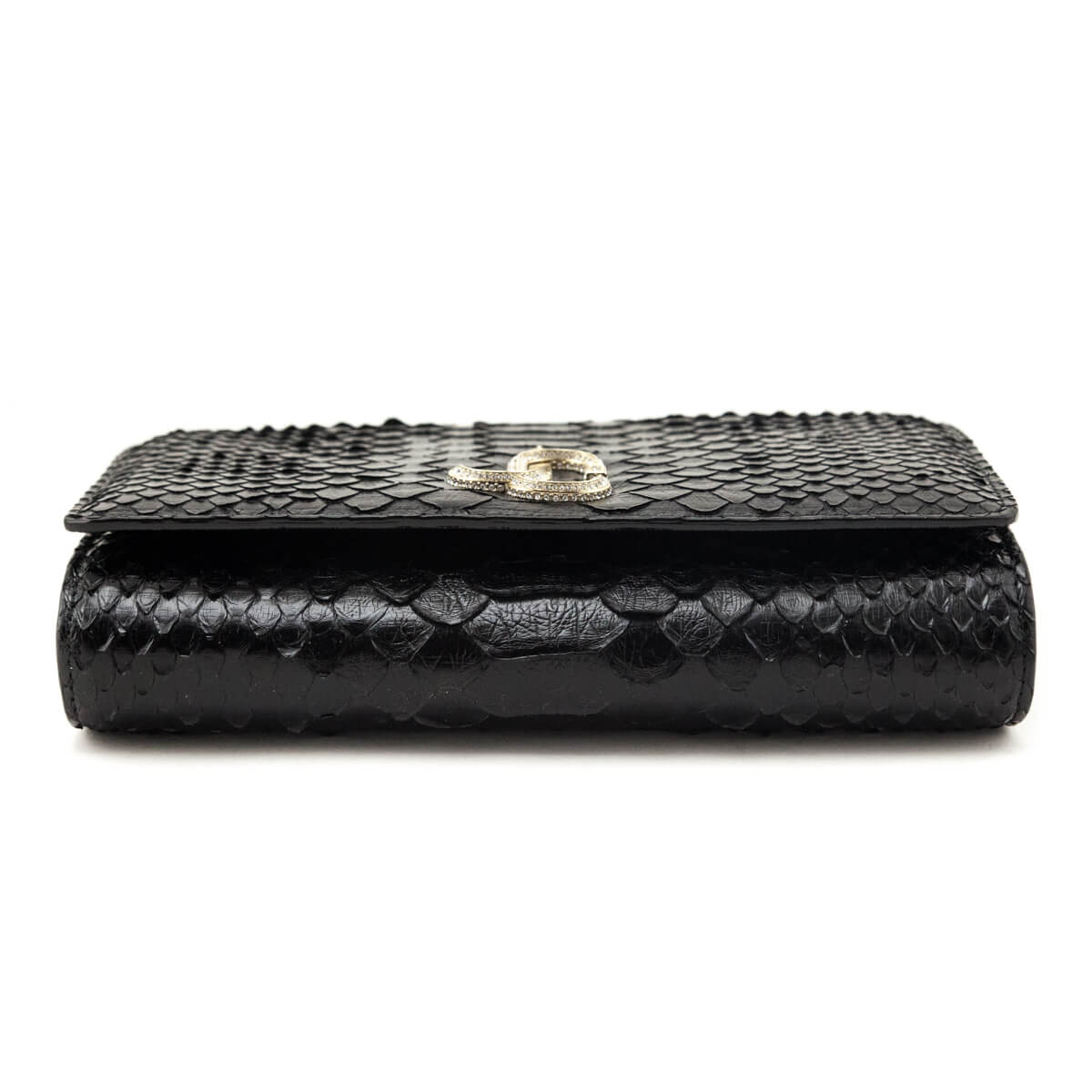 Jimmy Choo Black Python Varenne Chain Clutch - Love that Bag etc - Preowned Authentic Designer Handbags Preloved Fashions