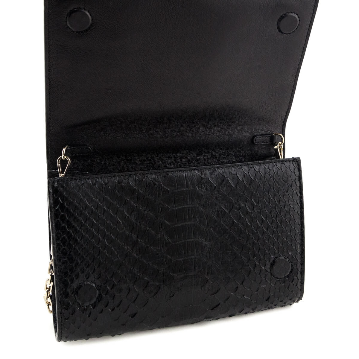 Jimmy Choo Black Python Varenne Chain Clutch - Love that Bag etc - Preowned Authentic Designer Handbags Preloved Fashions