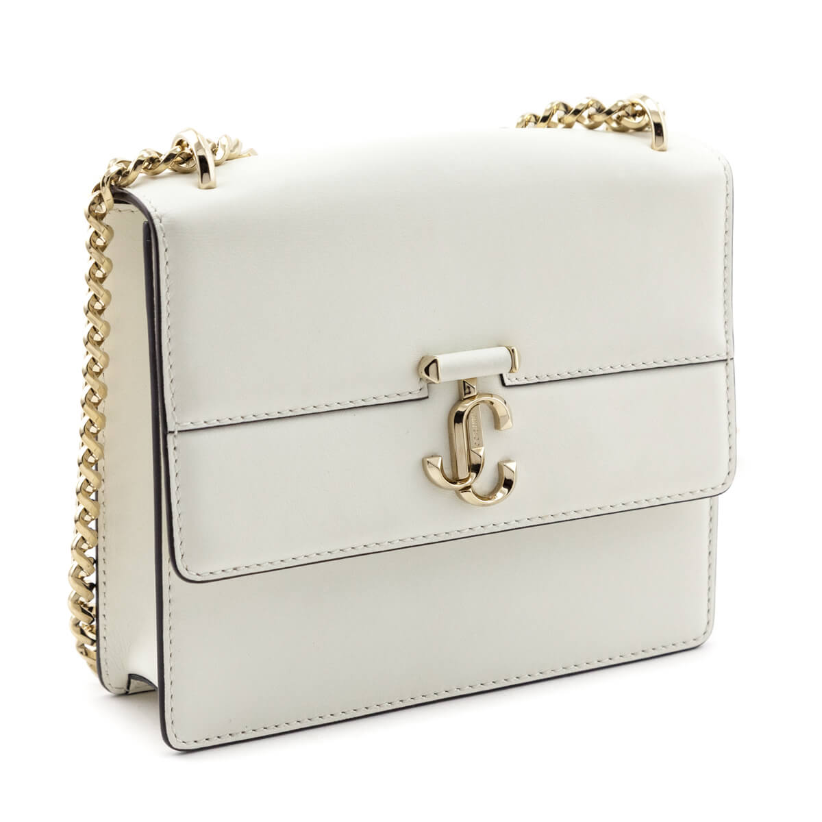 Jimmy Choo Latte White Calfskin Avenue Quad Shoulder Bag - Love that Bag etc - Preowned Authentic Designer Handbags Preloved Fashions