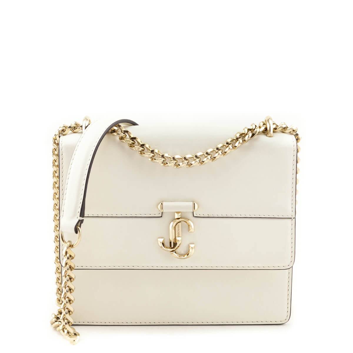 Jimmy Choo Latte White Calfskin Avenue Quad Shoulder Bag - Love that Bag etc - Preowned Authentic Designer Handbags Preloved Fashions