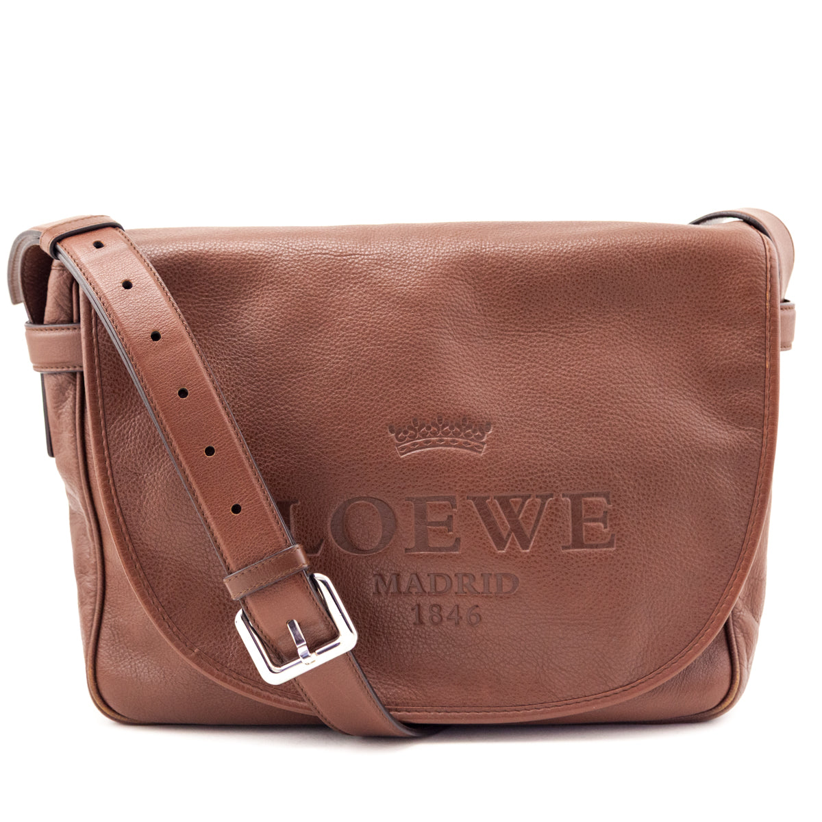 Loewe Brown Heritage Messenger - Love that Bag etc - Preowned Authentic Designer Handbags Preloved Fashions