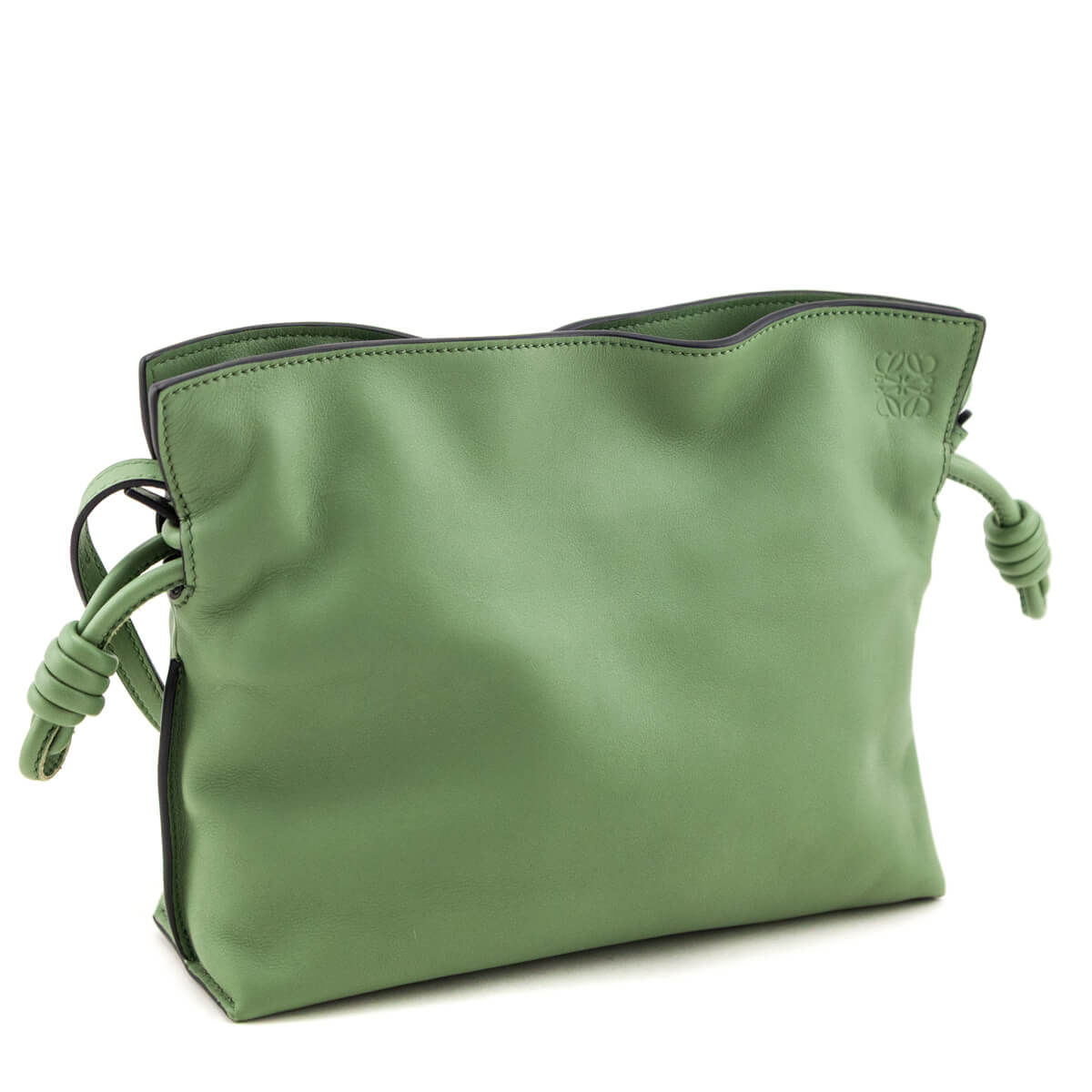 Loewe Green Calfskin Mini Flamenco Knot Clutch - Love that Bag etc - Preowned Authentic Designer Handbags Preloved Fashions
