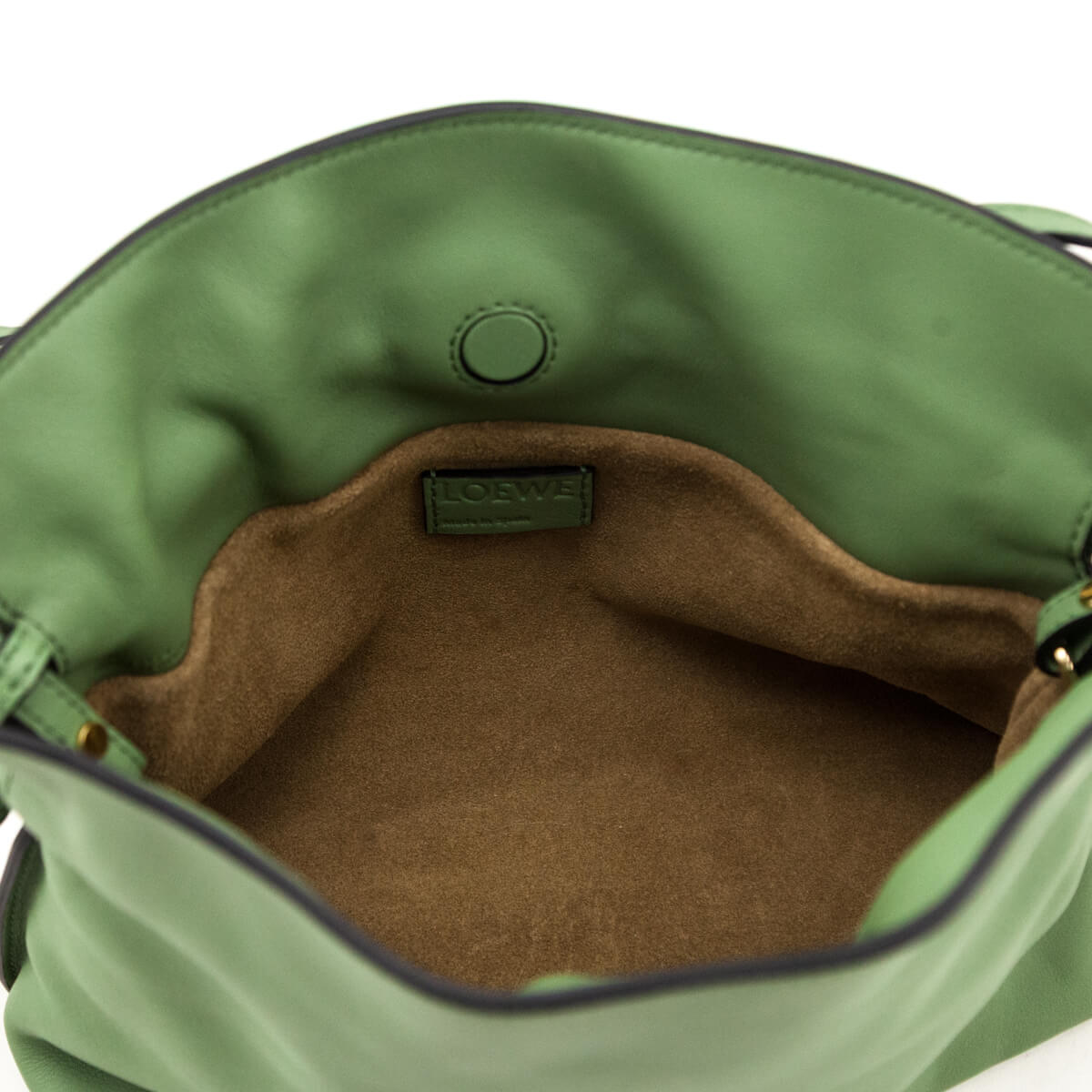 Loewe Green Calfskin Mini Flamenco Knot Clutch - Love that Bag etc - Preowned Authentic Designer Handbags Preloved Fashions