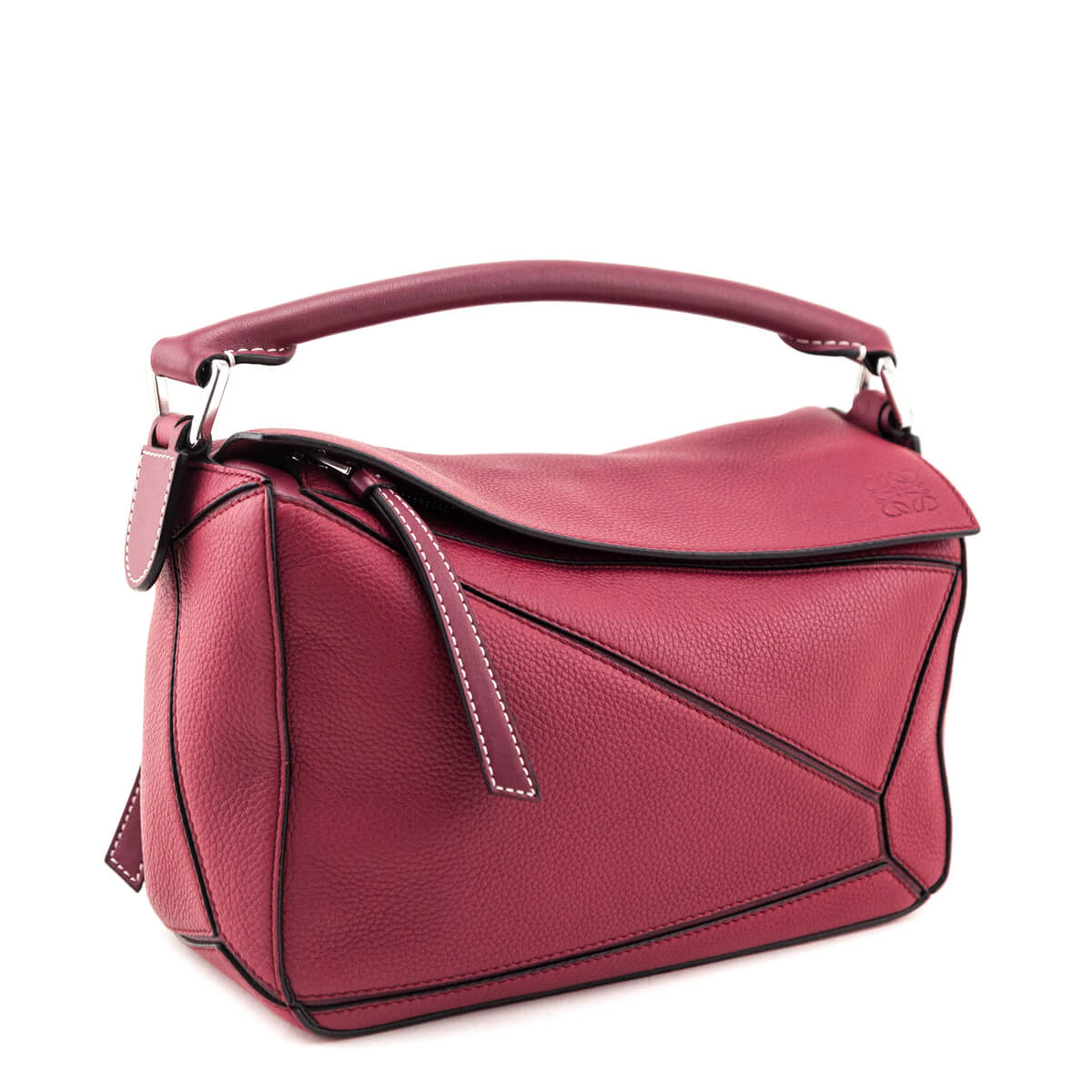 Loewe Raspberry Grained Calfskin Small Puzzle Bag - Love that Bag etc - Preowned Authentic Designer Handbags Preloved Fashions