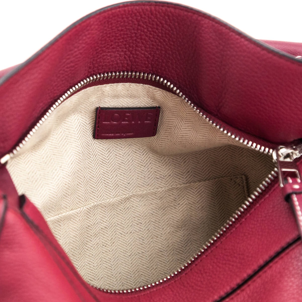 Loewe Raspberry Grained Calfskin Small Puzzle Bag - Love that Bag etc - Preowned Authentic Designer Handbags Preloved Fashions