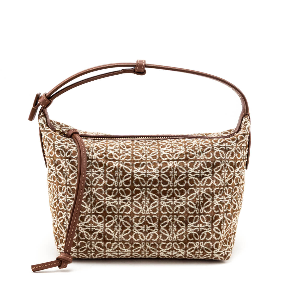 Loewe Tan Jacquard Anagram Calfskin Small Cubi Bag - Love that Bag etc - Preowned Authentic Designer Handbags Preloved Fashions