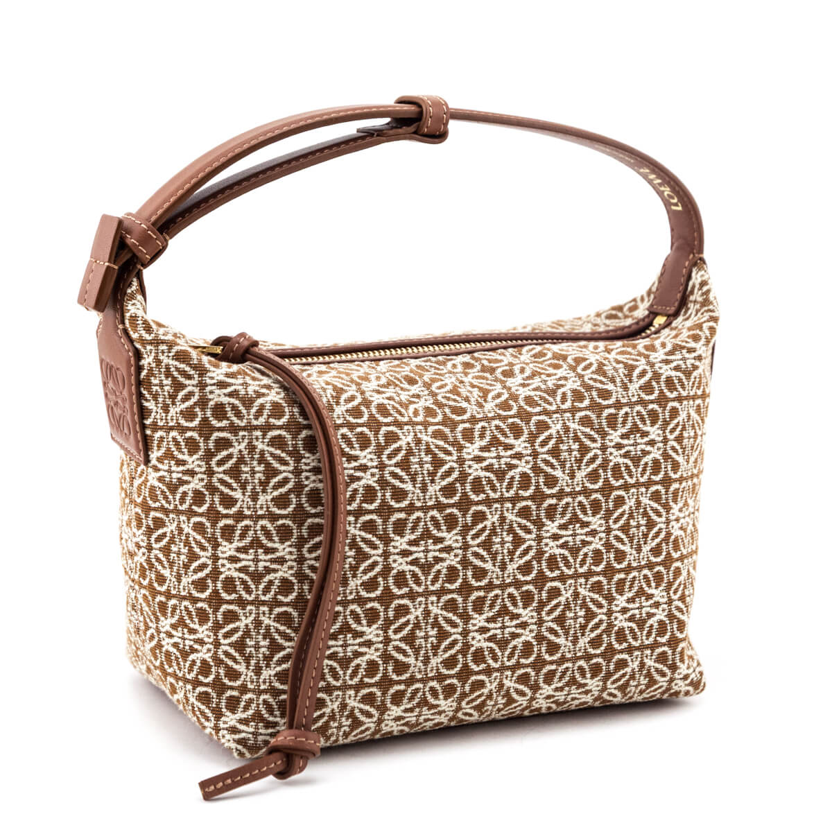 Loewe Tan Jacquard Anagram Calfskin Small Cubi Bag - Love that Bag etc - Preowned Authentic Designer Handbags Preloved Fashions