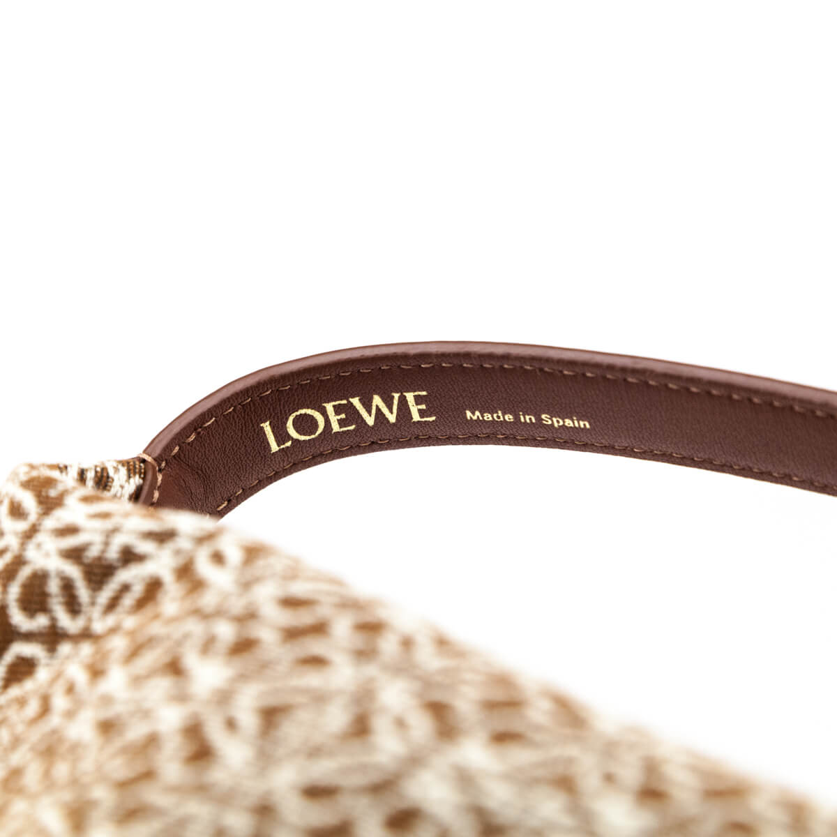 Loewe Tan Jacquard Anagram Calfskin Small Cubi Bag - Love that Bag etc - Preowned Authentic Designer Handbags Preloved Fashions