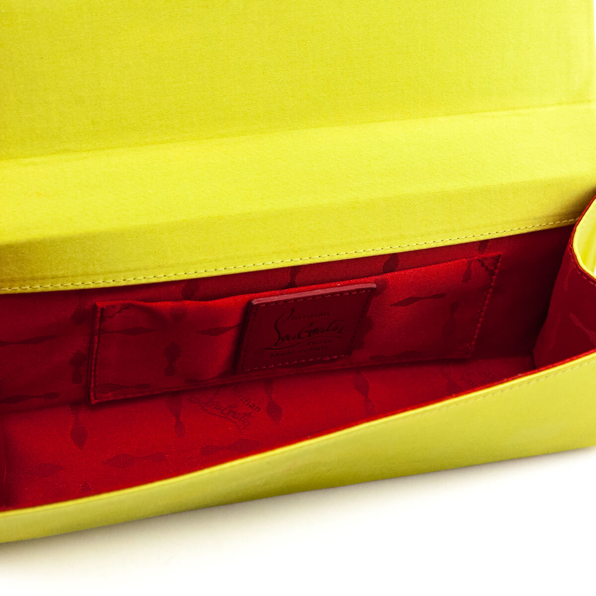 Louboutin Souffre Satin Triangolo Clutch - Love that Bag etc - Preowned Authentic Designer Handbags Preloved Fashions