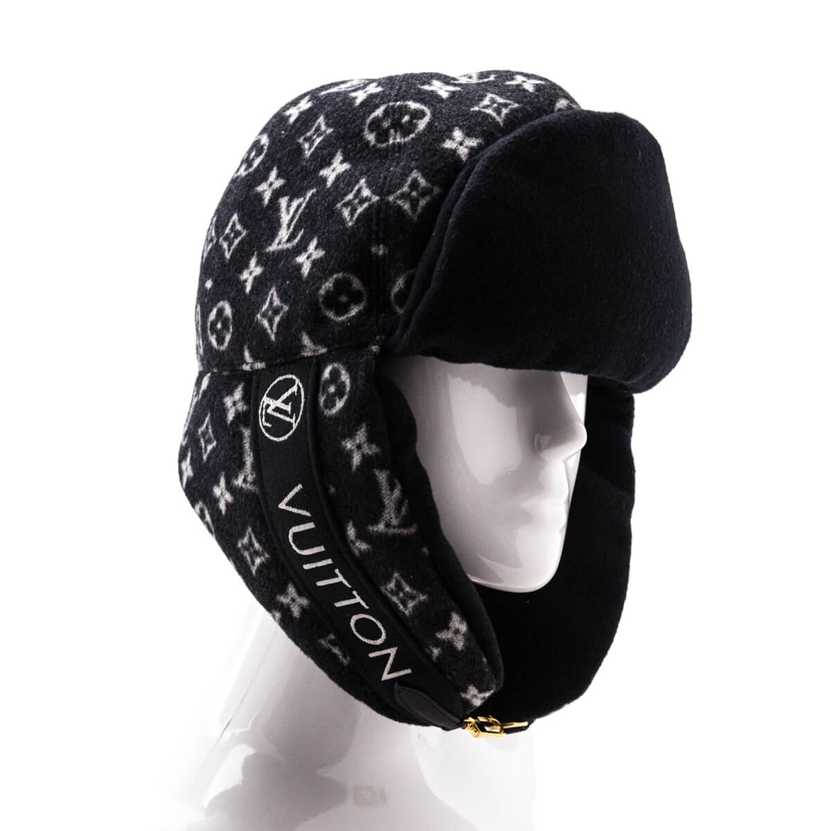 Louis Vuitton Black Wool Monogram Chapka Carry On Hat - Love that Bag etc - Preowned Authentic Designer Handbags Preloved Fashions