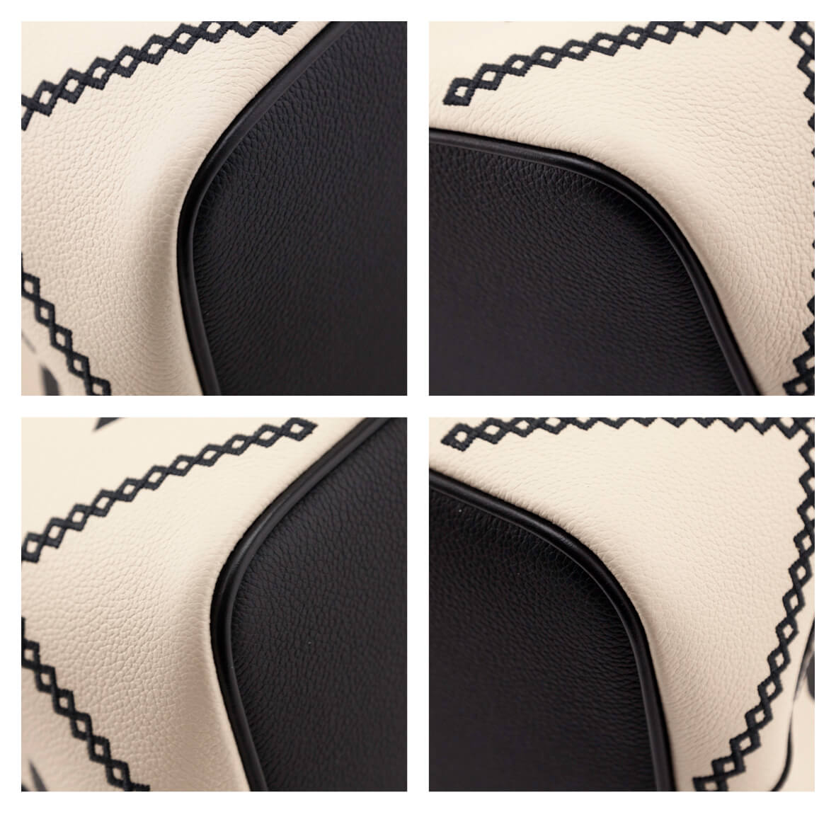Louis Vuitton Cream Black Empreinte Monogram Giant Broderies NeoNoe MM - Love that Bag etc - Preowned Authentic Designer Handbags Preloved Fashions