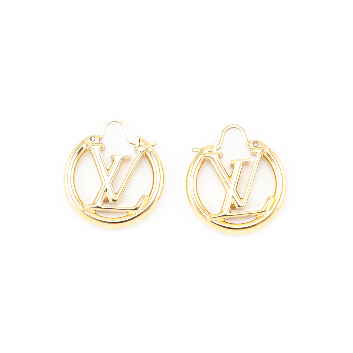 Louis Vuitton Gold-Tone Louise PM Hoop Earrings - Love that Bag etc - Preowned Authentic Designer Handbags Preloved Fashions