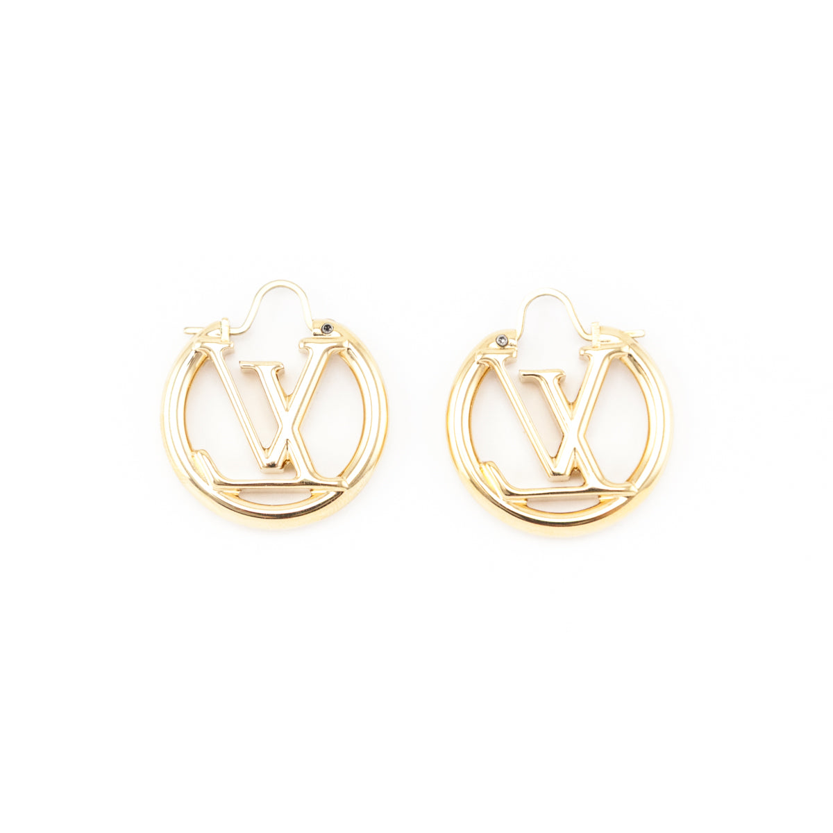 Louis Vuitton Gold-Tone Louise PM Hoop Earrings - Love that Bag etc - Preowned Authentic Designer Handbags Preloved Fashions