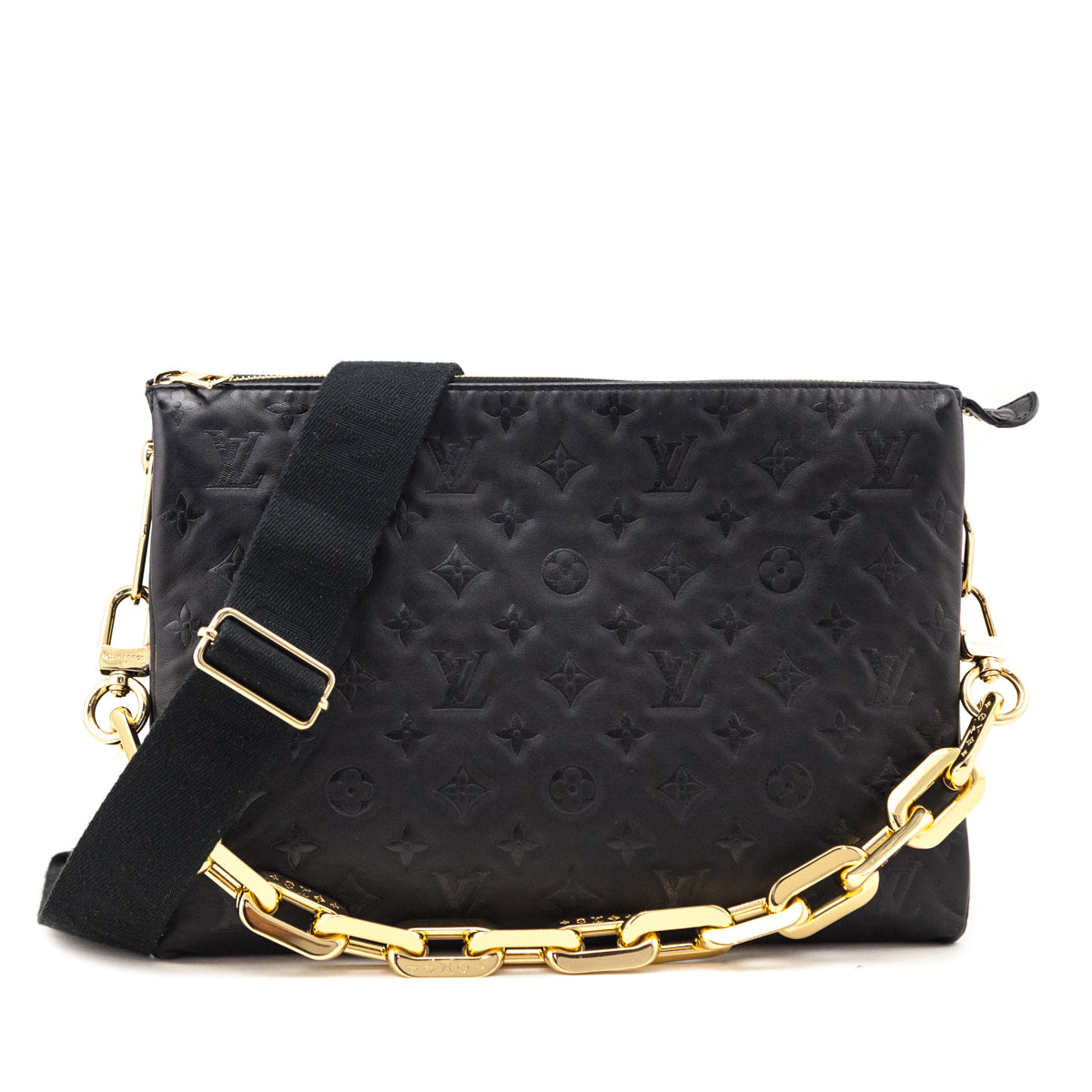 Louis Vuitton Black Lambskin Embossed Monogram Coussin MM - Love that Bag etc - Preowned Authentic Designer Handbags Preloved Fashions