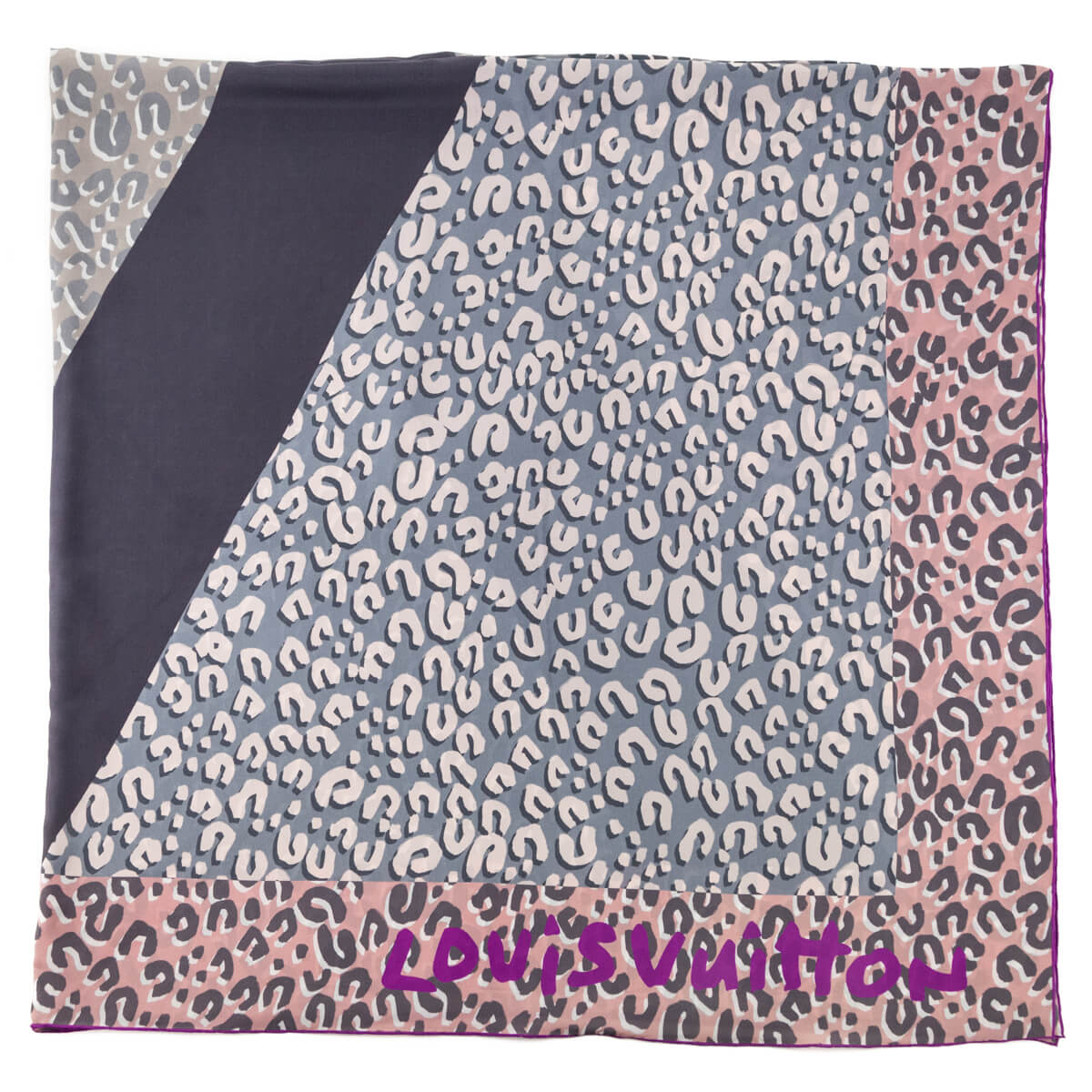 Louis Vuitton Pink Gray Leopard V Sprouse Silk Shawl - Love that Bag etc - Preowned Authentic Designer Handbags Preloved Fashions