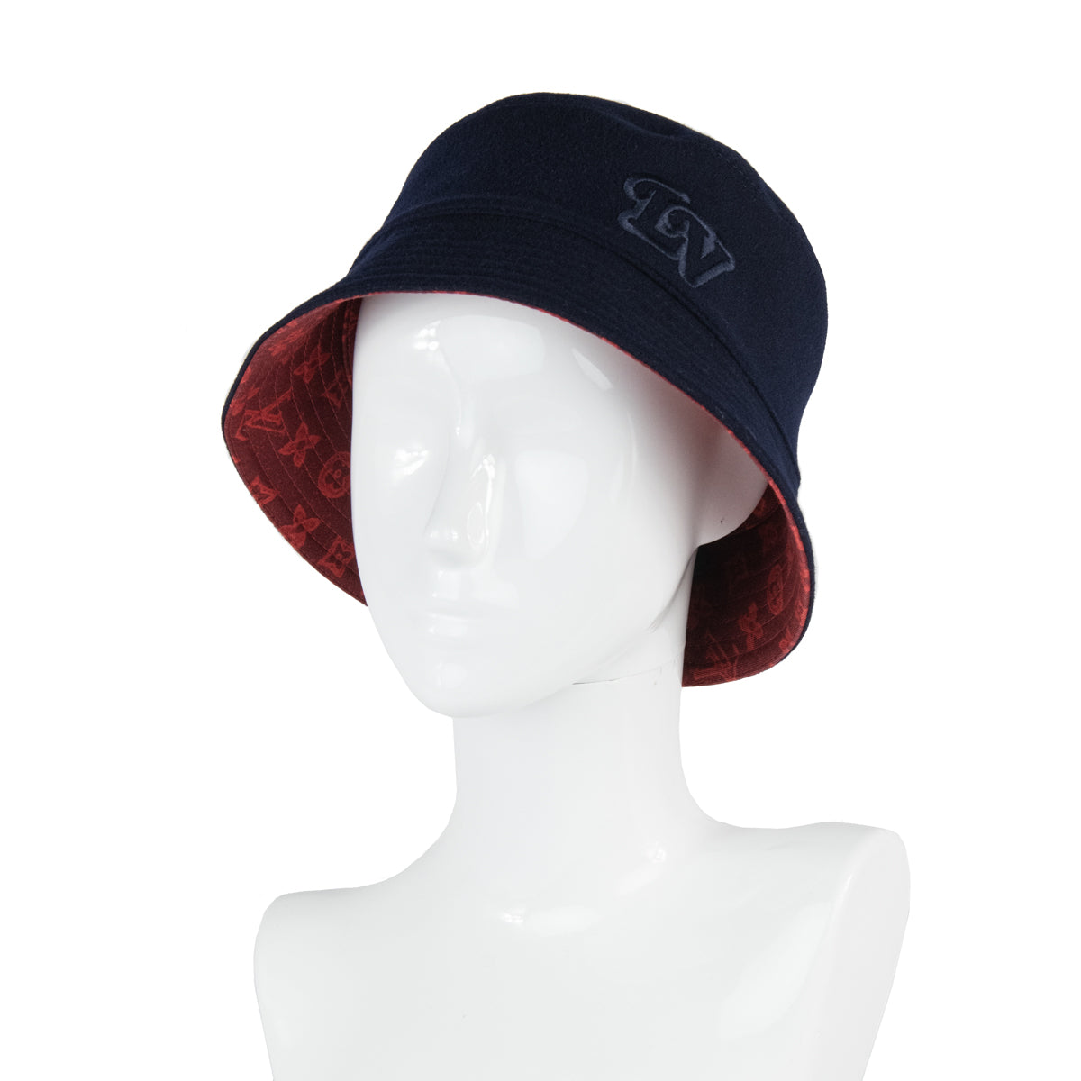 Louis Vuitton Navy Red Monogram Record Reversible Bucket Hat - Love that Bag etc - Preowned Authentic Designer Handbags Preloved Fashions