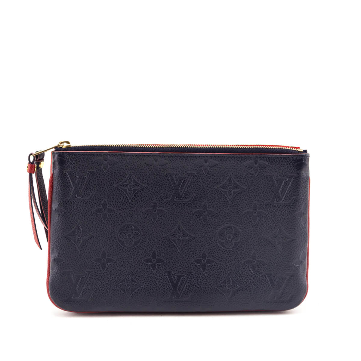 Louis Vuitton Red Marine Empreinte Double Zip Pochette Without Chain - Love that Bag etc - Preowned Authentic Designer Handbags Preloved Fashions