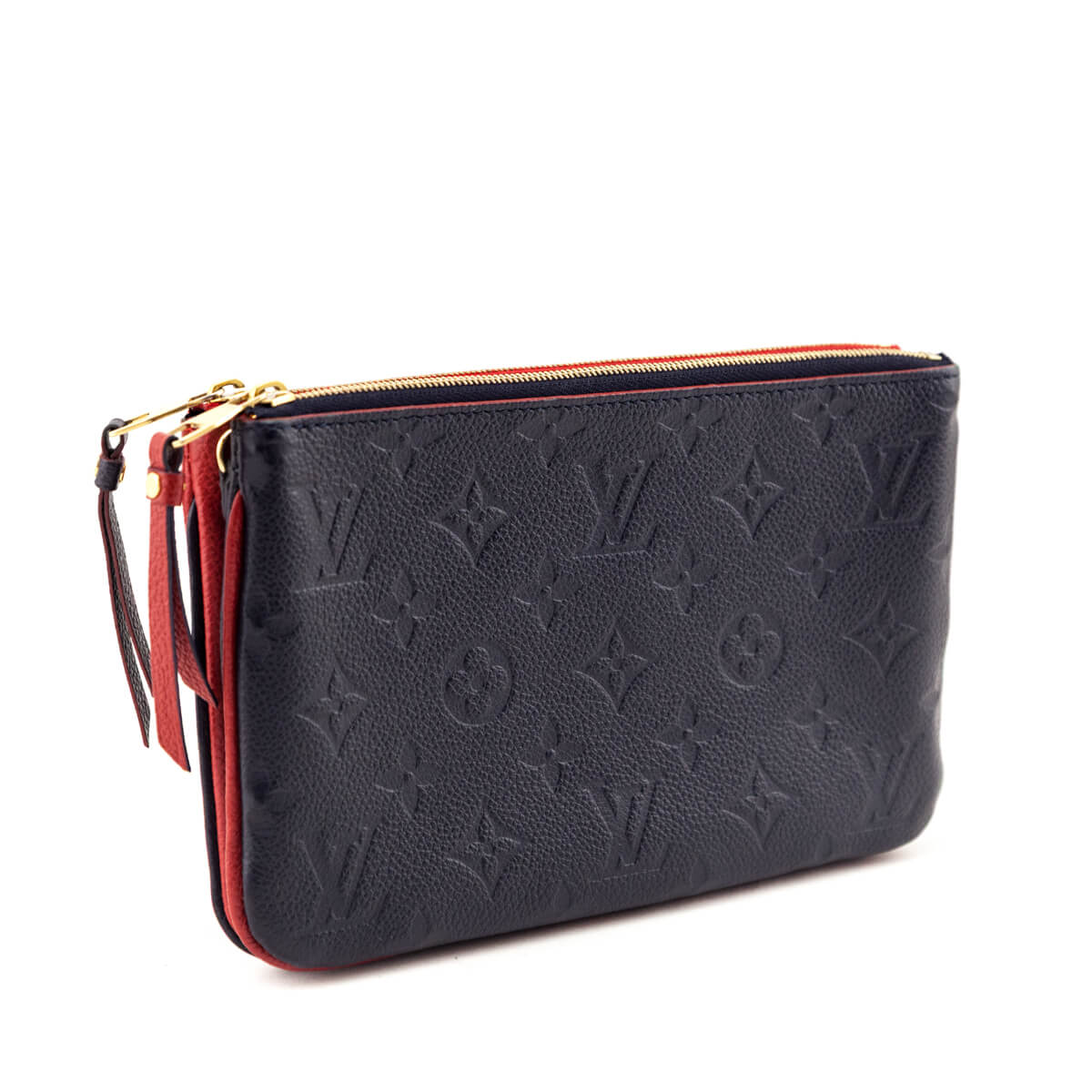 Louis Vuitton Red Marine Empreinte Double Zip Pochette Without Chain - Love that Bag etc - Preowned Authentic Designer Handbags Preloved Fashions