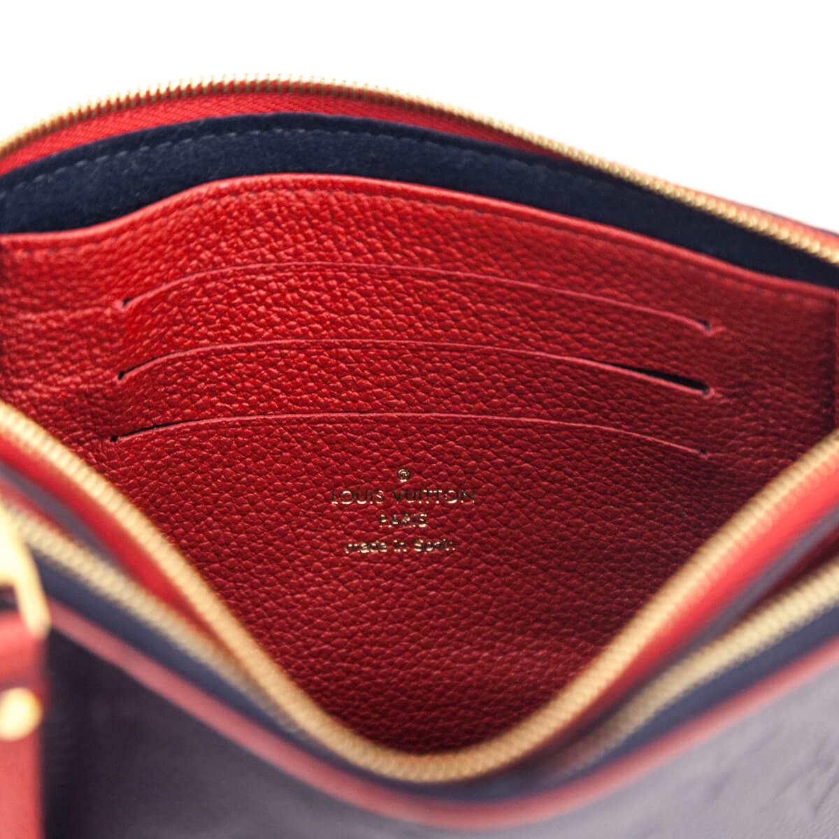 Louis Vuitton Red Marine Empreinte Double Zip Pochette Without Chain - Love that Bag etc - Preowned Authentic Designer Handbags Preloved Fashions