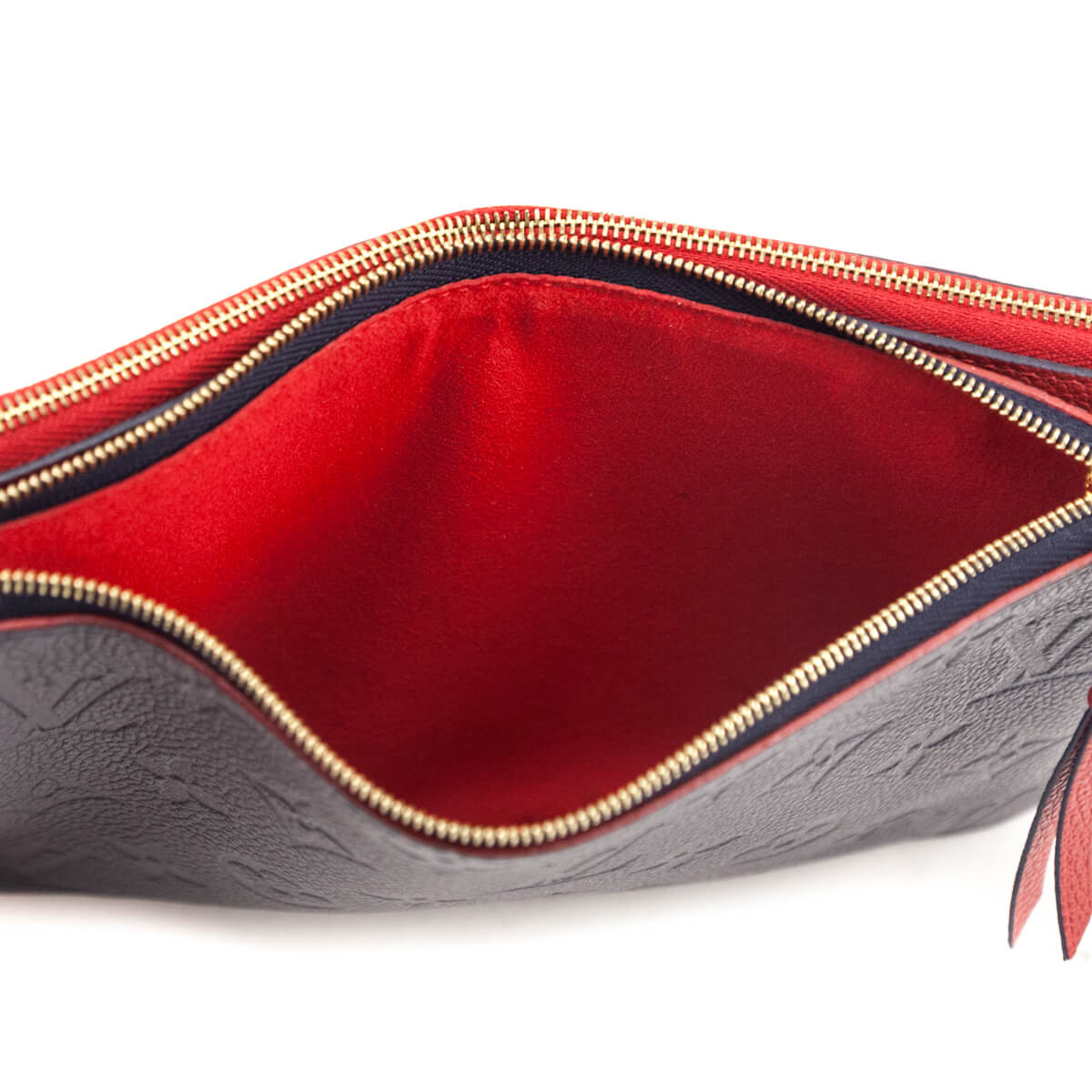 Louis Vuitton Red Marine Empreinte Double Zip Pochette Without Chain - Love that Bag etc - Preowned Authentic Designer Handbags Preloved Fashions