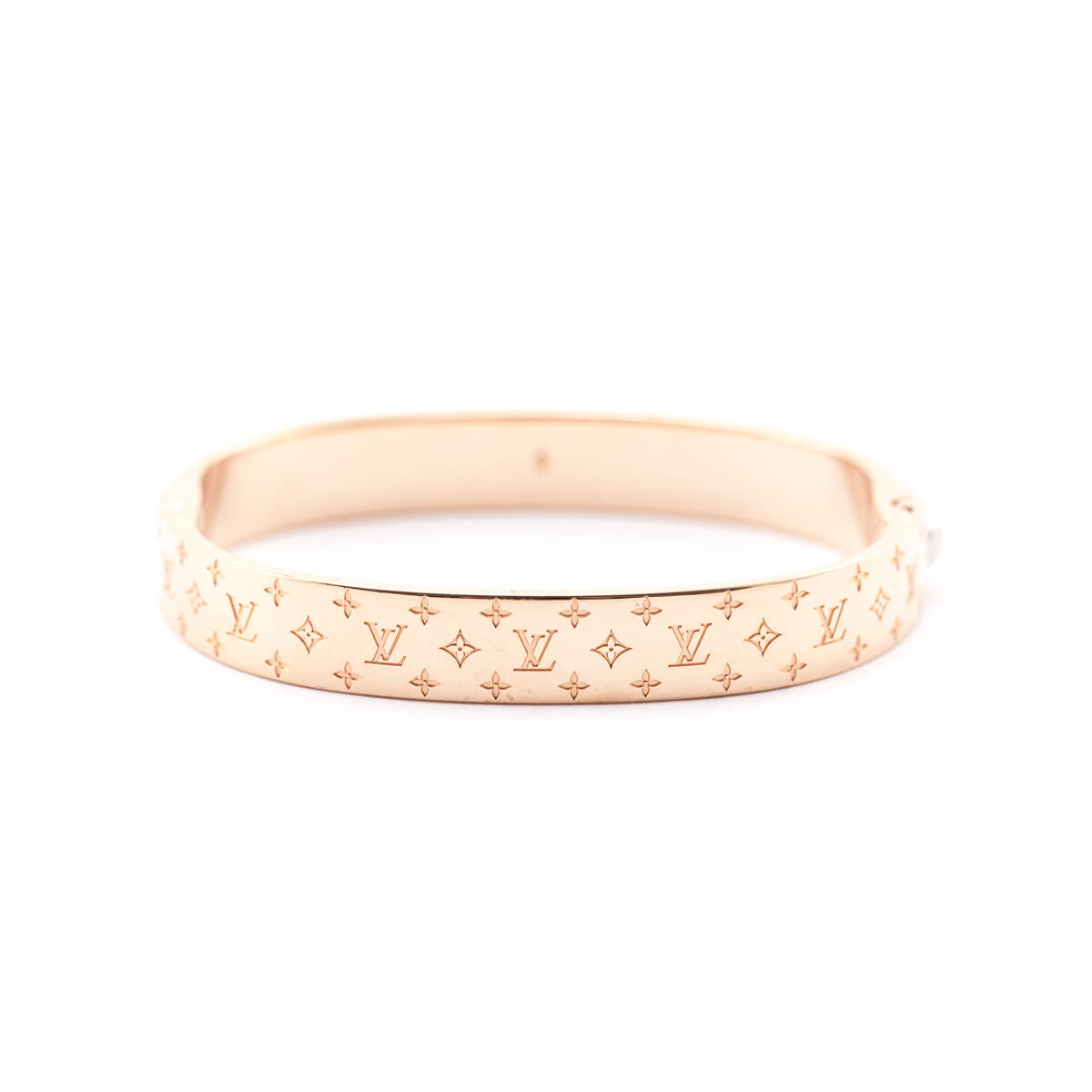 Louis Vuitton Rose Gold Brass Nanogram Cuff Bracelet - Love that Bag etc - Preowned Authentic Designer Handbags Preloved Fashions