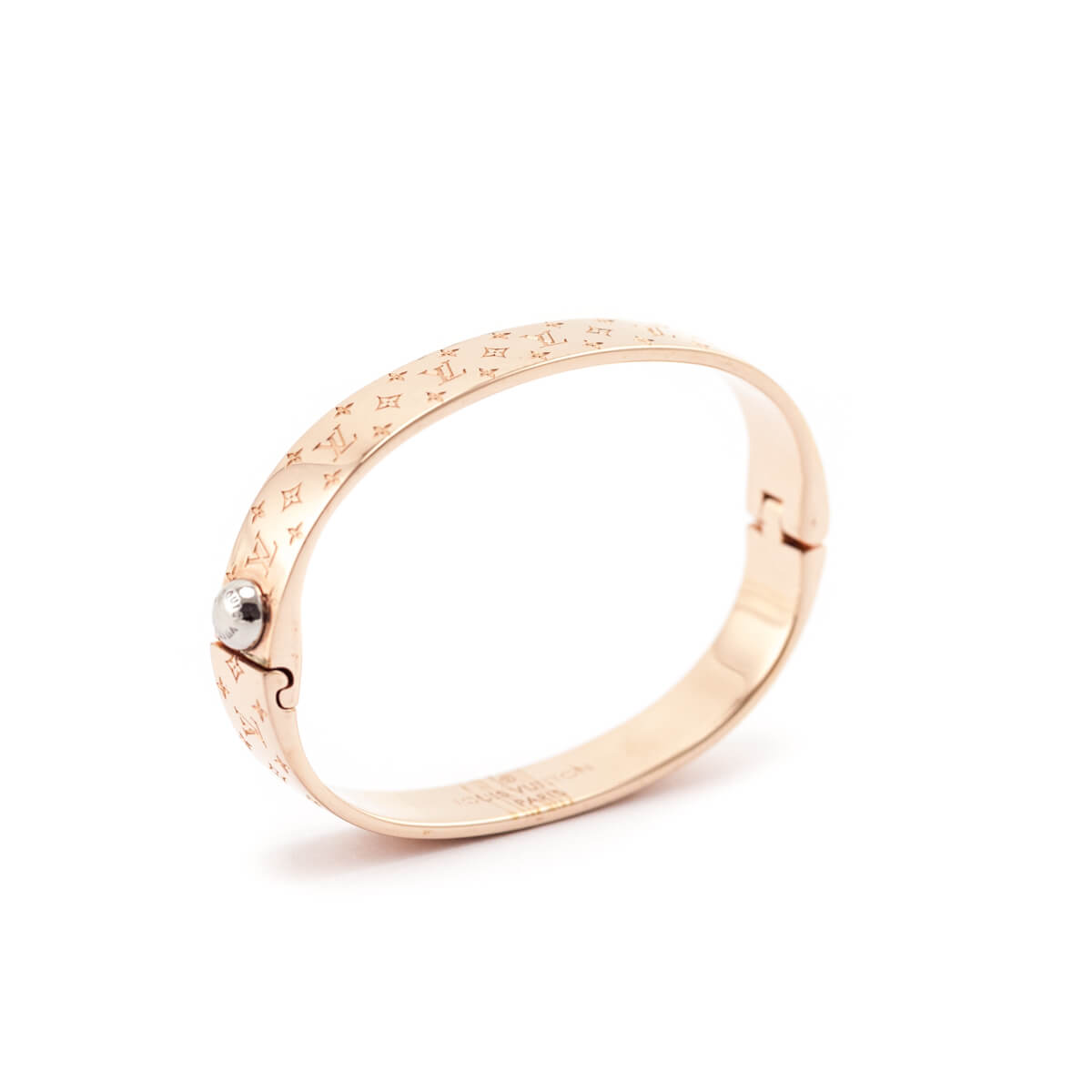 Louis Vuitton Rose Gold Brass Nanogram Cuff Bracelet - Love that Bag etc - Preowned Authentic Designer Handbags Preloved Fashions