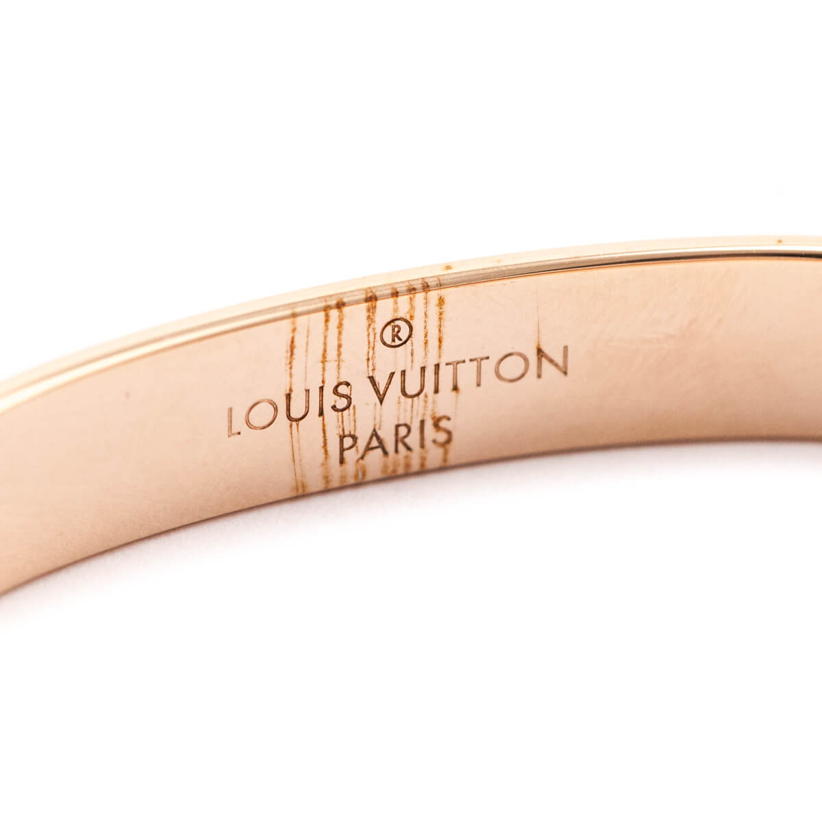 Louis Vuitton Rose Gold Brass Nanogram Cuff Bracelet - Love that Bag etc - Preowned Authentic Designer Handbags Preloved Fashions