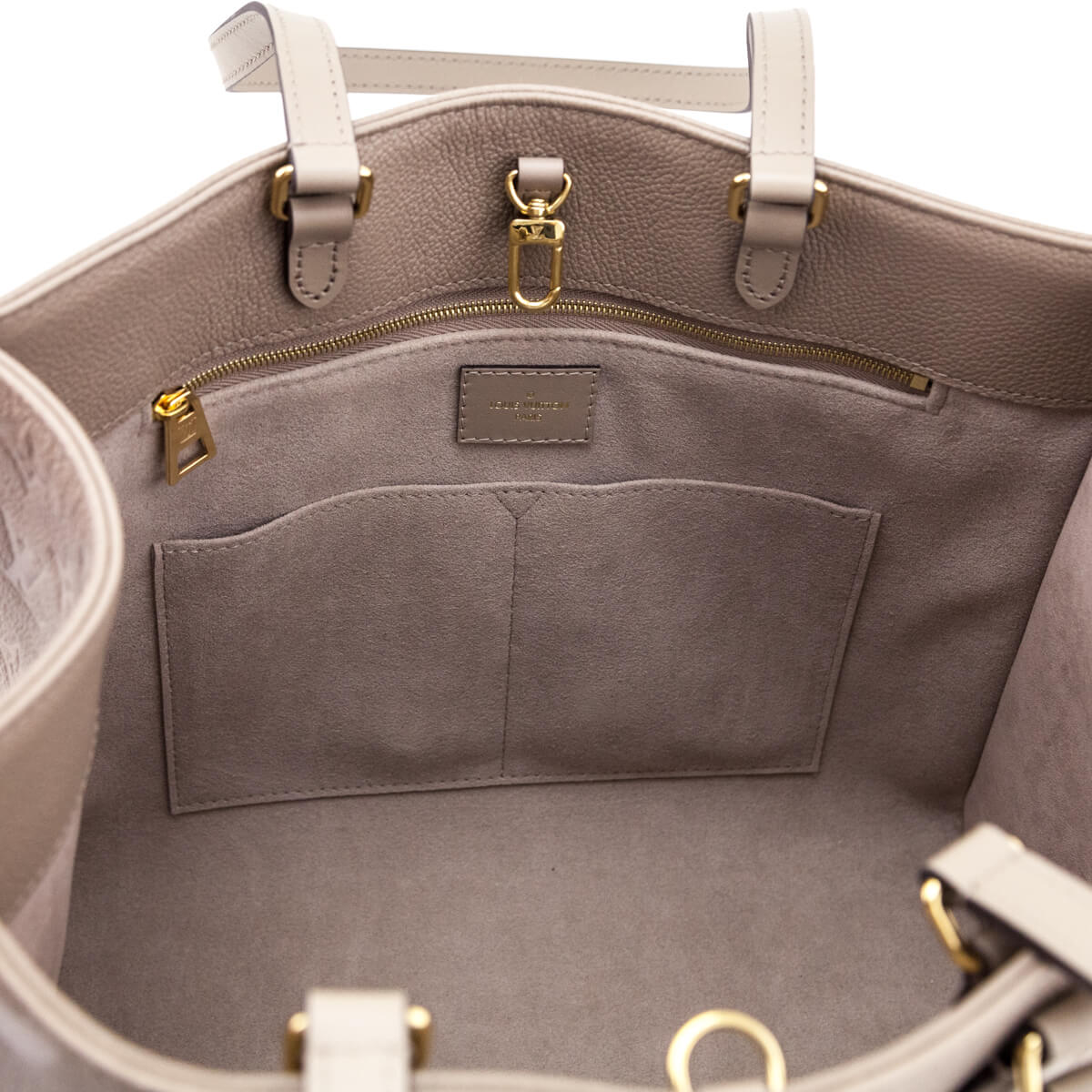 Louis Vuitton Tourterelle Monogram Giant Empreinte Onthego MM - Love that Bag etc - Preowned Authentic Designer Handbags Preloved Fashions