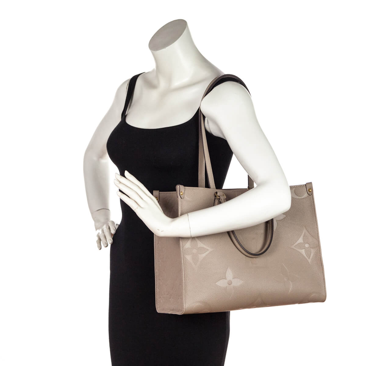 Louis Vuitton Tourterelle Monogram Giant Empreinte Onthego MM - Love that Bag etc - Preowned Authentic Designer Handbags Preloved Fashions
