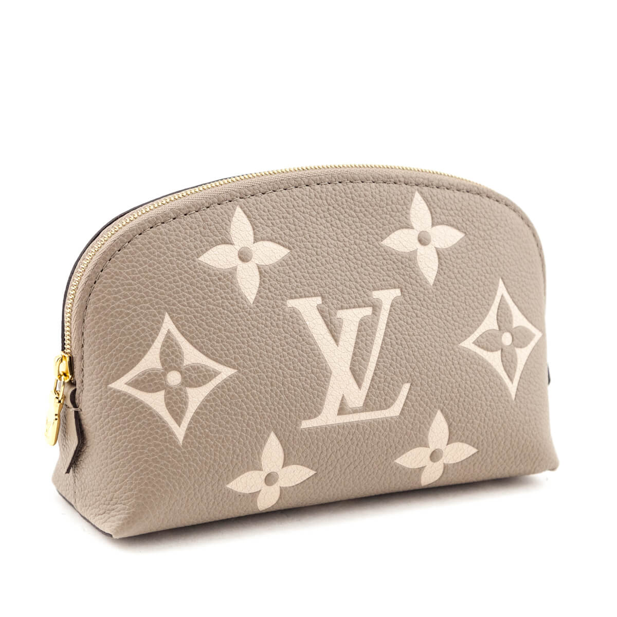 Louis Vuitton Tourterelle Creme Empreinte Monogram Giant Cosmetic Pouch PM - Love that Bag etc - Preowned Authentic Designer Handbags Preloved Fashions