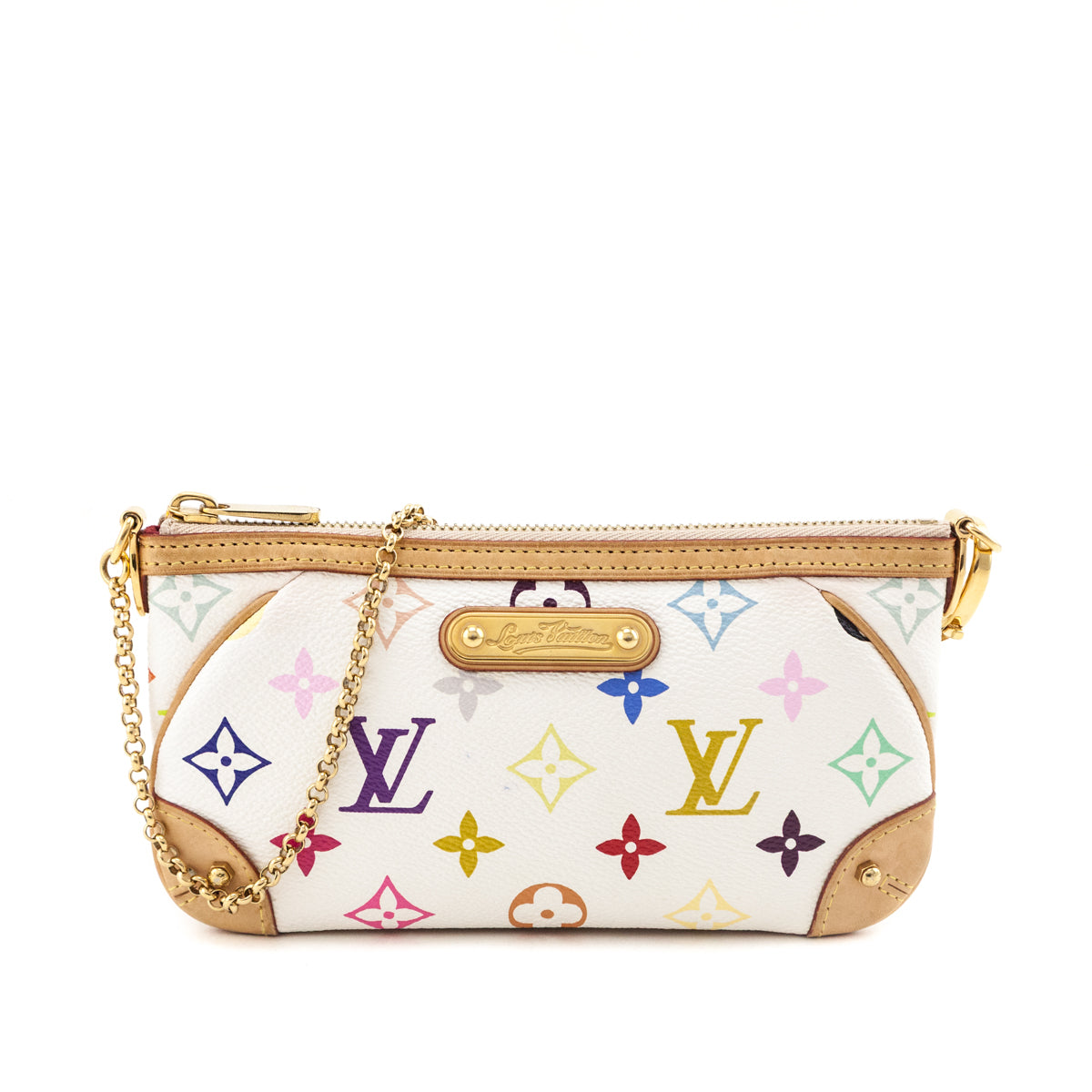 Louis Vuitton White Monogram Multicolor Pochette Milla MM - Love that Bag etc - Preowned Authentic Designer Handbags Preloved Fashions