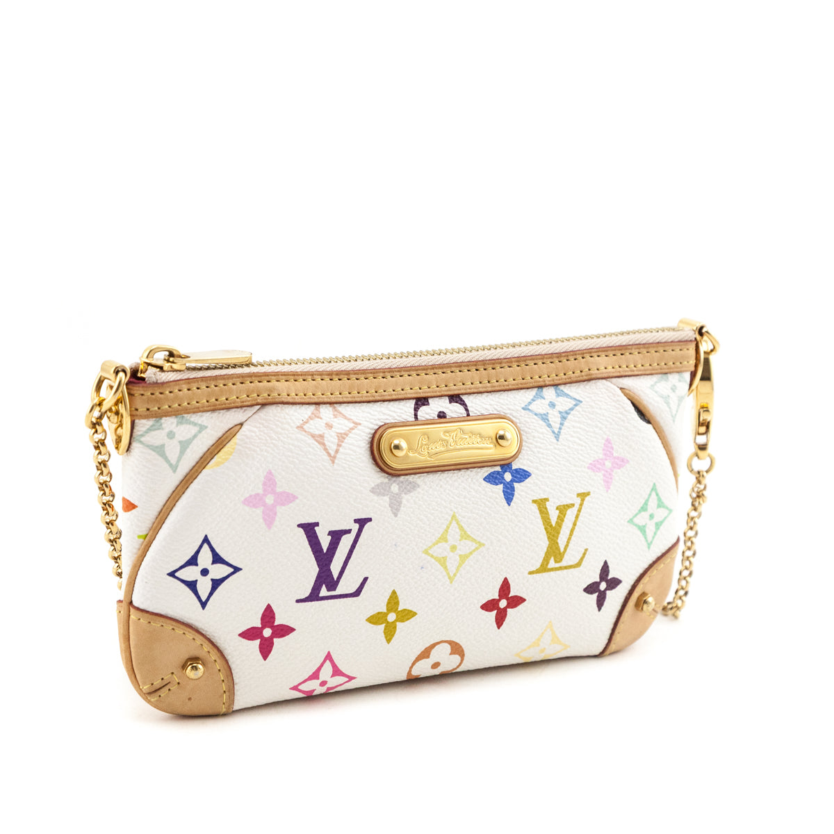 Louis Vuitton White Monogram Multicolor Pochette Milla MM - Love that Bag etc - Preowned Authentic Designer Handbags Preloved Fashions