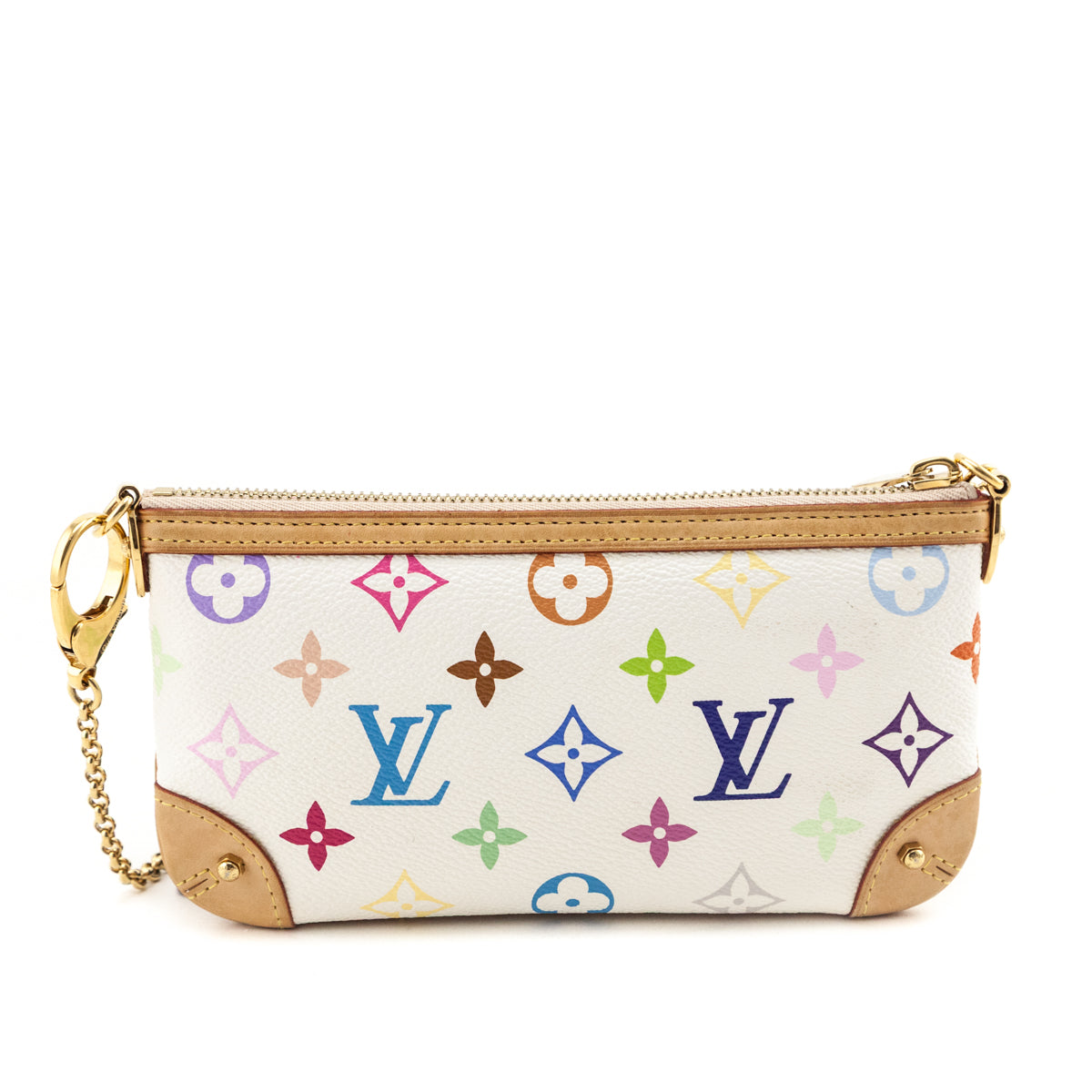Louis Vuitton White Monogram Multicolor Pochette Milla MM - Love that Bag etc - Preowned Authentic Designer Handbags Preloved Fashions